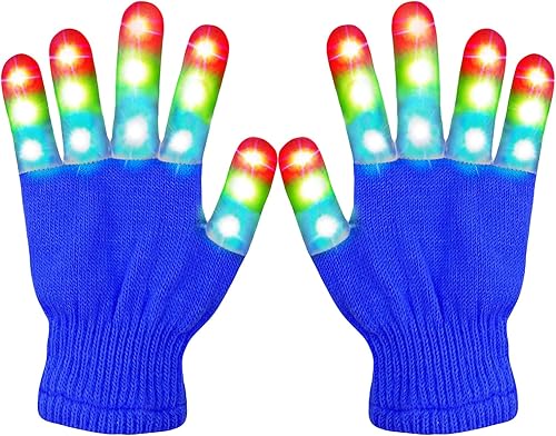 Guantes de dedo con luz LED para niños, adolescentes, adultos, Pascua, Halloween, Navidad, regalos para fiestas, Azul oscuro