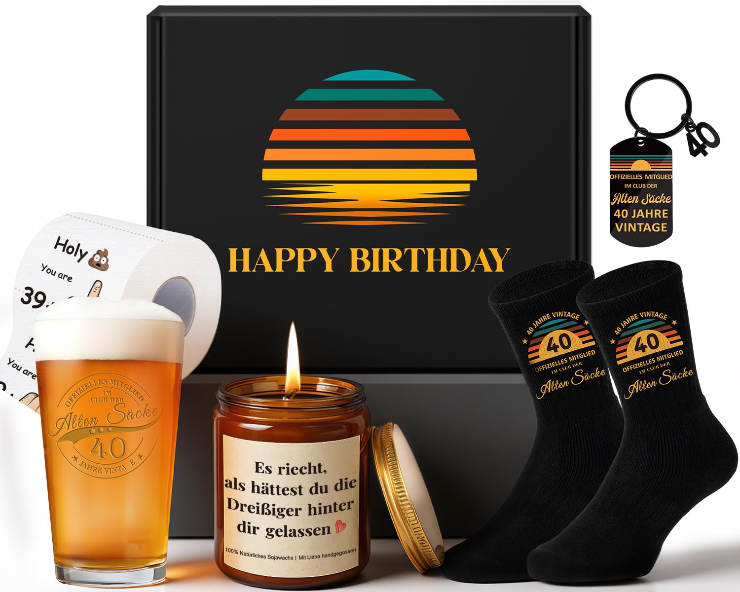 TUZELIYA 40 Geburtstag Geschenke für Männer, Alten Sacke Lustige Geburtstagsgeschenk für Männer Geschenk zum 40 Männergeschenke, Vintage Personalisierte Witziges Geschenkset für Papa, Freund, Kollegen