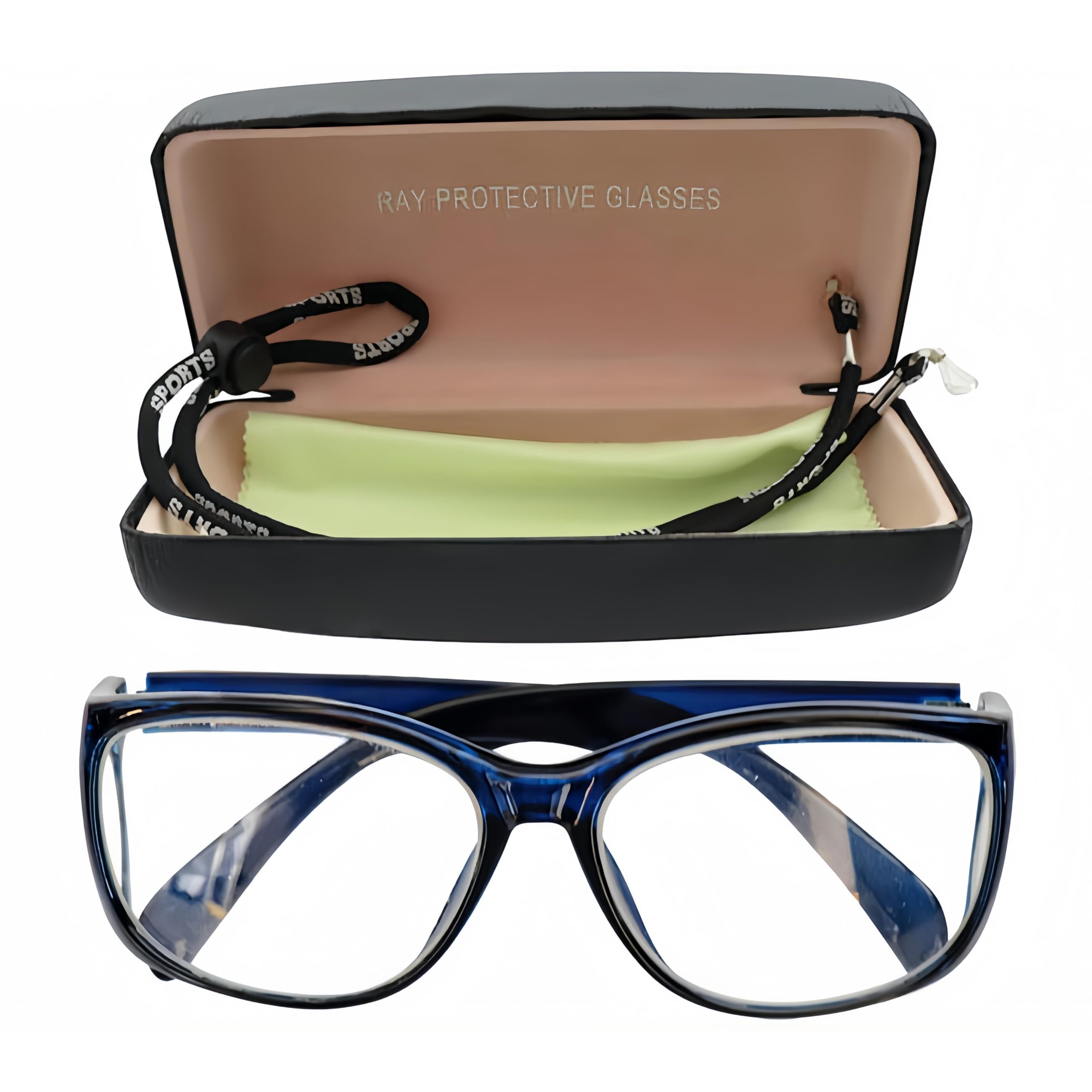 Lumirio 0.75mmpb X-Ray Lead Glasses, Eye Safety Glasses with Side Shields, Lightweight Lab Dental Glasses with Storage Case Cleaning Cloth Eyeglass Strap for Eye Protection (Black Frame)