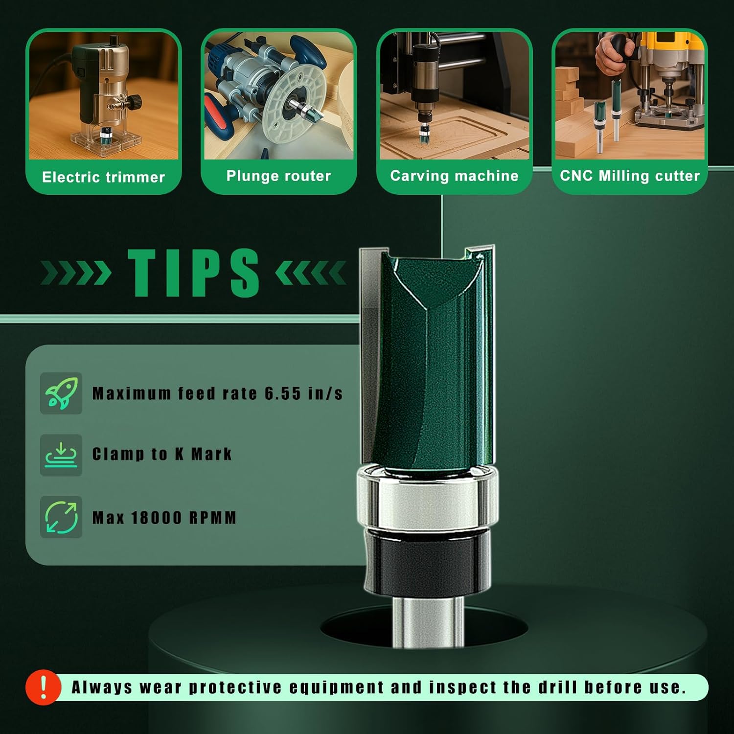 Knoweasy Flush Trim Router Bit Set with Guide Bearing for Woodworking, Straight Cut Pattern Bits Prevent Tear-Out, Professional Template Milling Cutter Tool for Smooth Edges and Clean Cuts