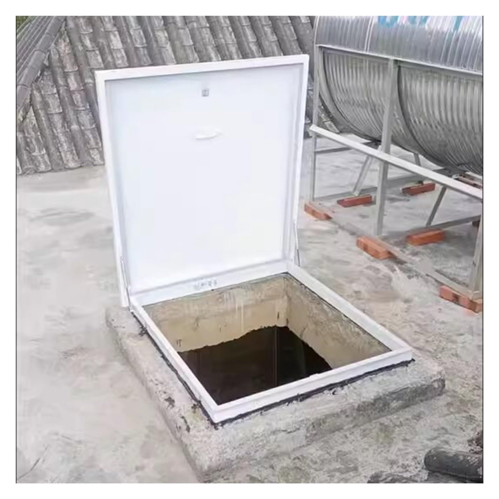 Dachluke aus verzinktem Stahl 23x23 24x24 26x26 Zoll Dachentlüftungsluke, wasserdichte Dachsicherheitstür-Dachbodenluke, robuster Kellerdachausstiegsdeckel mit Gasdruckfeder und Griff(In 28x40in)