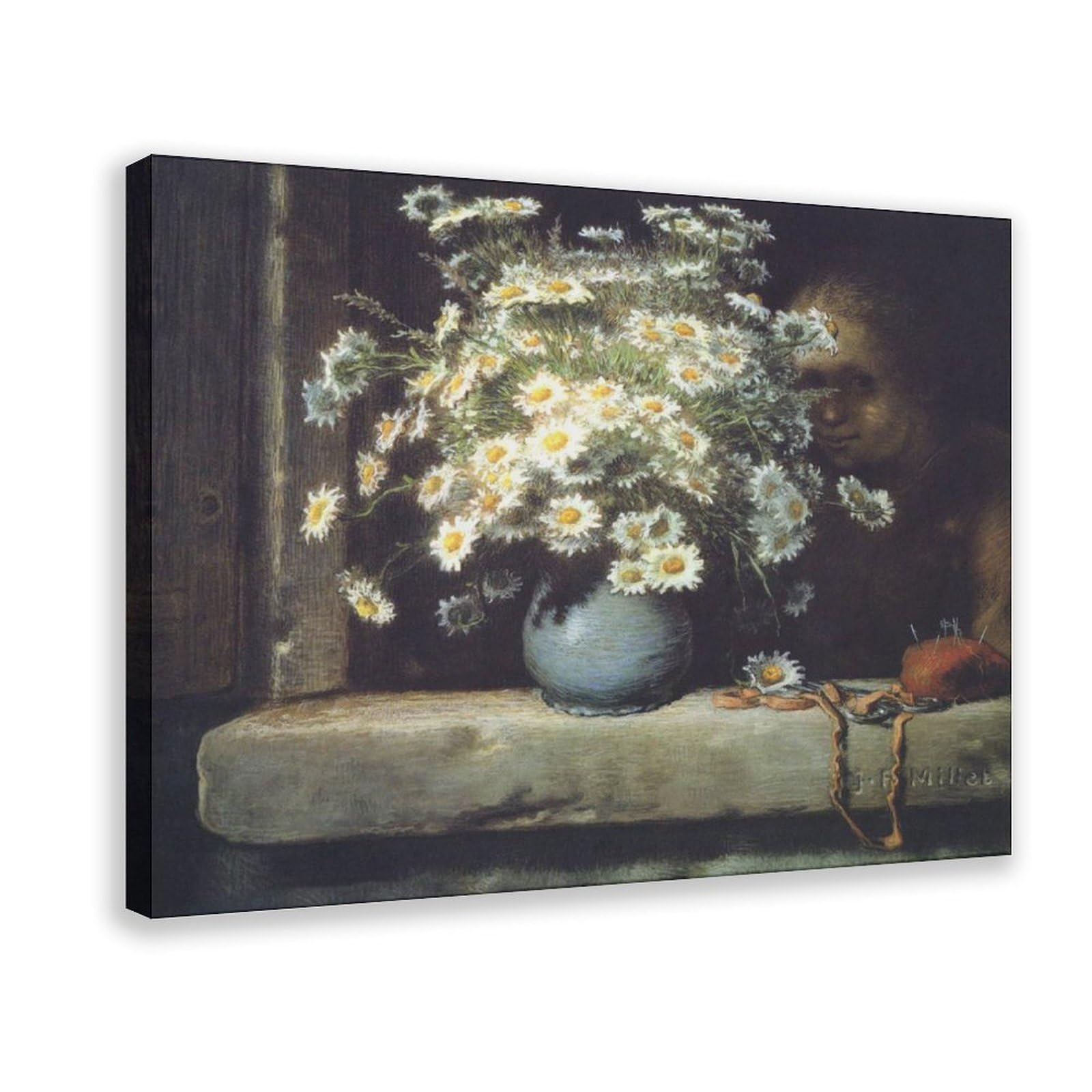 The Bouquet of Daisies by Jean‑françois Millet – Vintage Still Life Print, 1871 Pastel Flower Painting, Botanical Floral Fine Art Prints Posters Canva