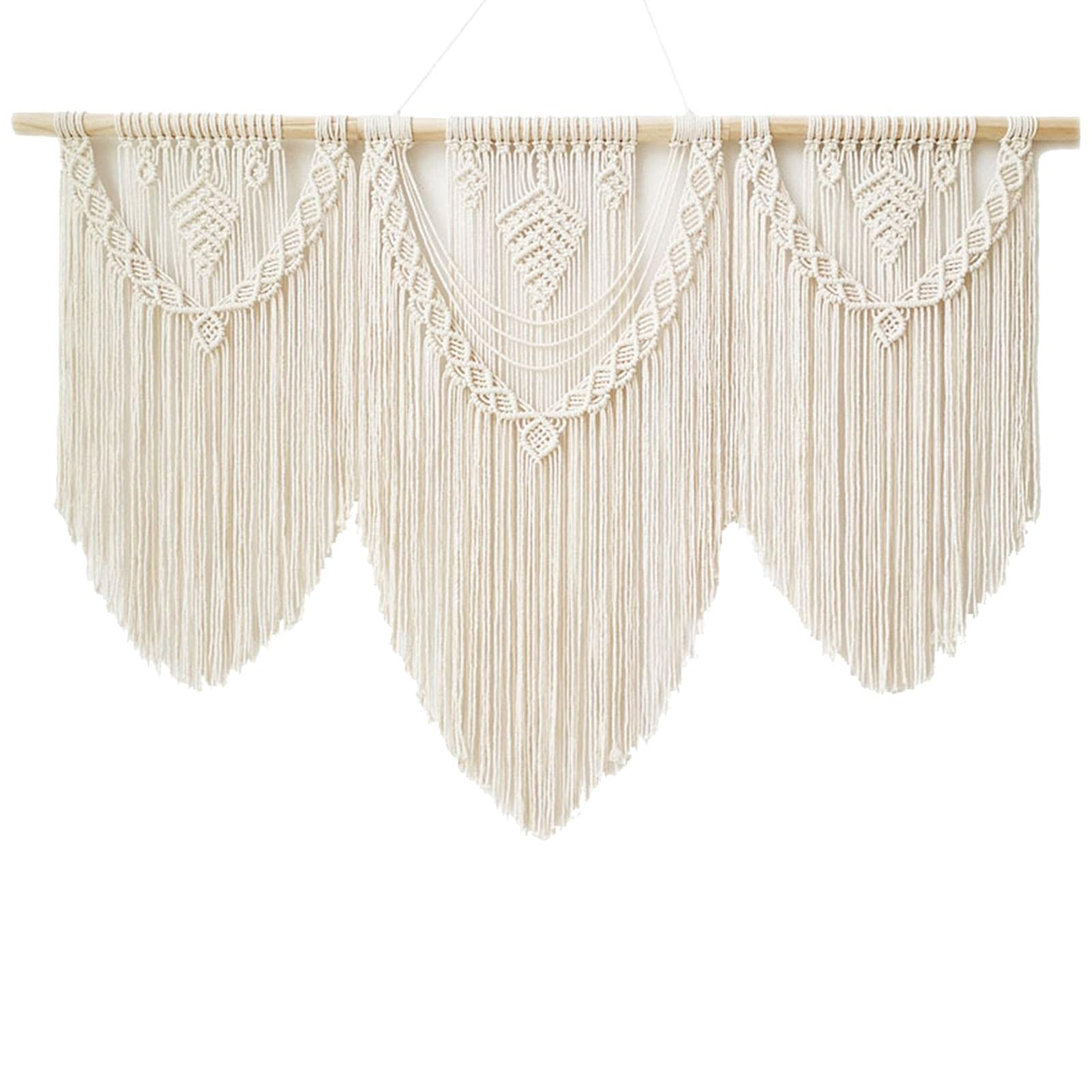 Tapiz de macramé para colgar en la pared, grande, bohemio, tejido hecho a mano, tapiz de cuerda de algodón, decoración de pared, decoración de pared bohemia para dormitorio, sala de estar,