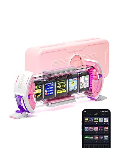 Divoom Times Gate - Cute Gaming Digital Clock with Smart App-Controlled, Support Weather Forecast, Stock Market/Exchange Rate, Social Media, Pixel Art Display for Gamers & Home Office Decor (Pink) - Pink