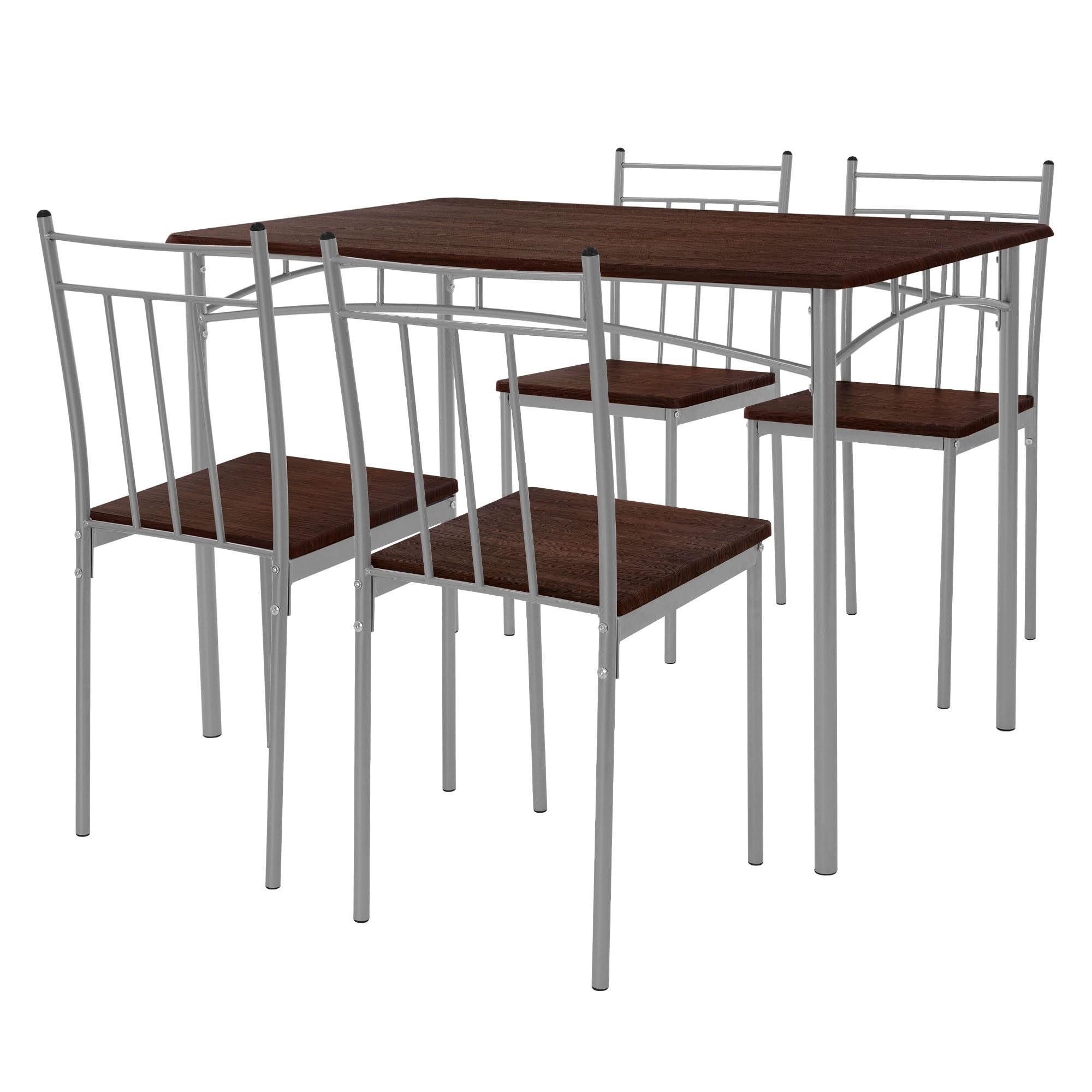 ML-Design Esstisch-Set in Eiche dunkel (5-tlg, 4 Stühle + Tisch)