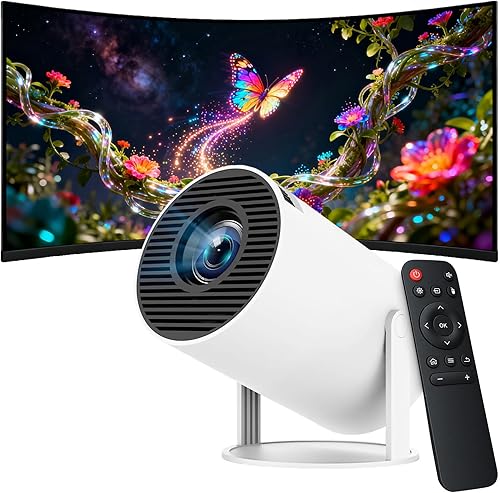 Mini proyector con WiFi y Bluetooth, proyector portátil de soporte 4K 1080P, rotación de 180 con Keystone automático y proyector de película de zoom