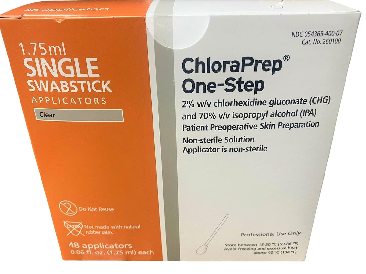 Chloraprep Single Swabstick, 1-3/4 Ml Part No. 260100 (48/package)