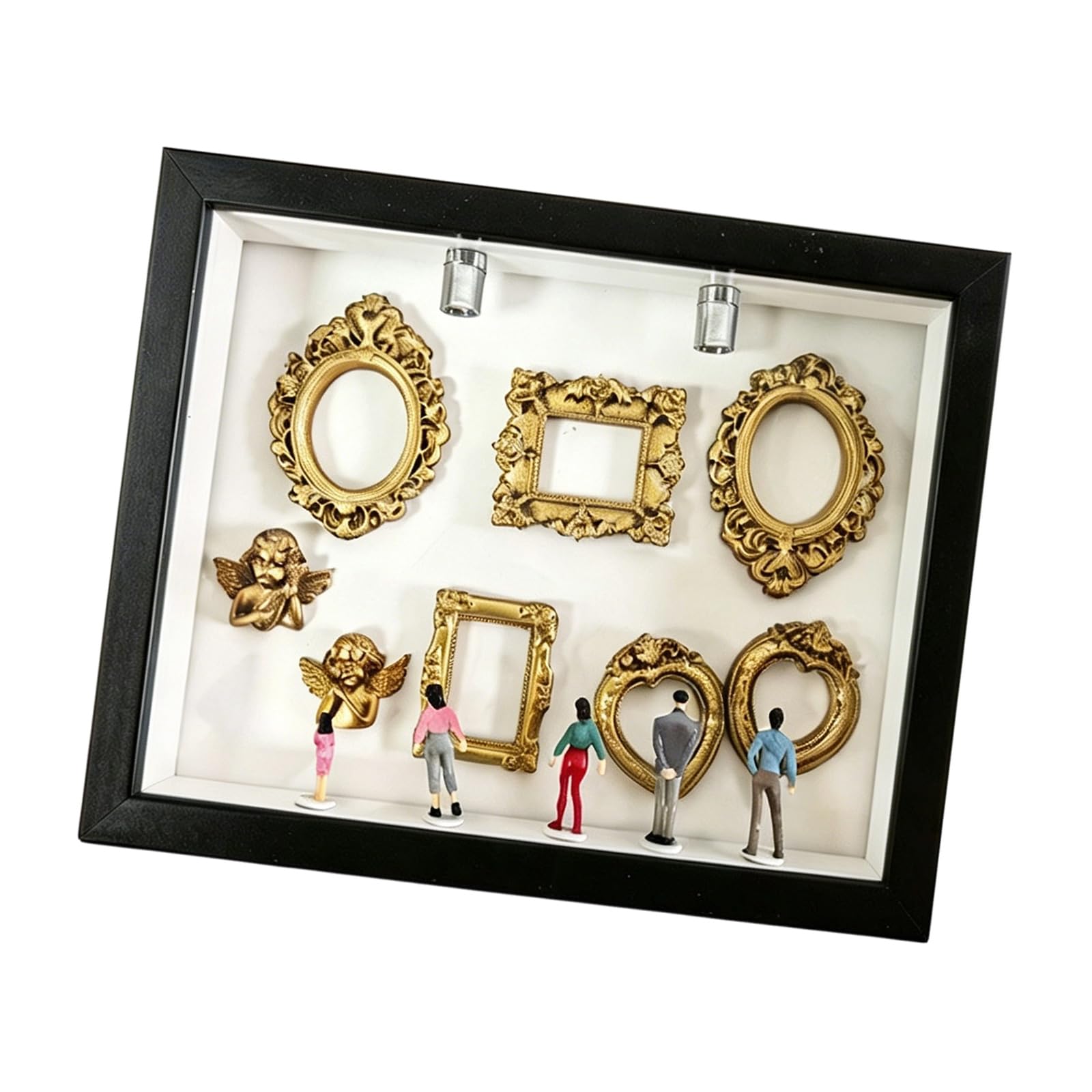 Shntig Diys Minis Museums Silhouetted Box, Shadows Box Frame Display Case, Personalize Photo Shadows Display with Figurine Diys Minis Museums Silhouetted