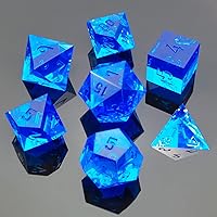 Vista 17 de Bescon - Juego de 7 dados para DND de borde afilado, transparentes (sin pintar), juego de dados poliédricos con bordes de navaja para juegos de rol