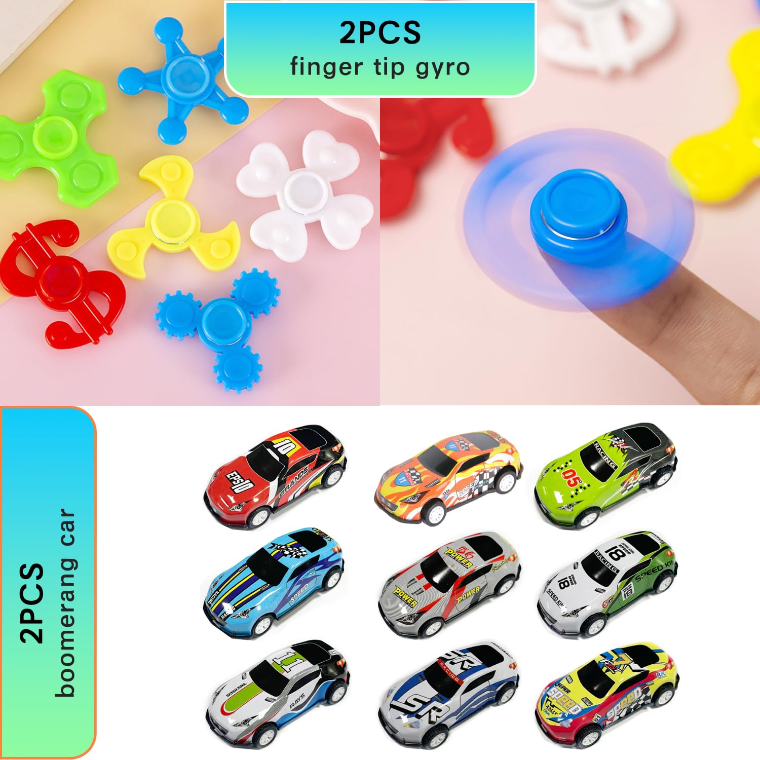 13PCS Toys Under Gift Pack Mini Car Fingertip Gyro Spinning Trumpet Spring Chick Rainbow Plastic Spring Shaking Drum Hand Shaking Ling Pinch Barking Yellow Chicken