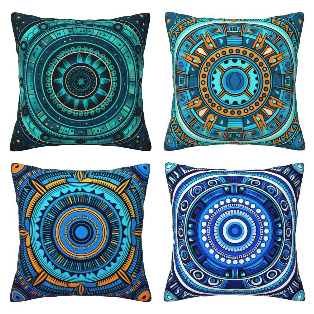 Kissenbezug 50x50 4er Set Leinen Kissenbezüge Vintage Dekorative Sofakissen Zierkissen Boho Couchkissen Outdoor Kissen Zierkissenbezüge Deko Kissen für Sofa Schlafzimmer Wohnzimmer Balkon -LI66