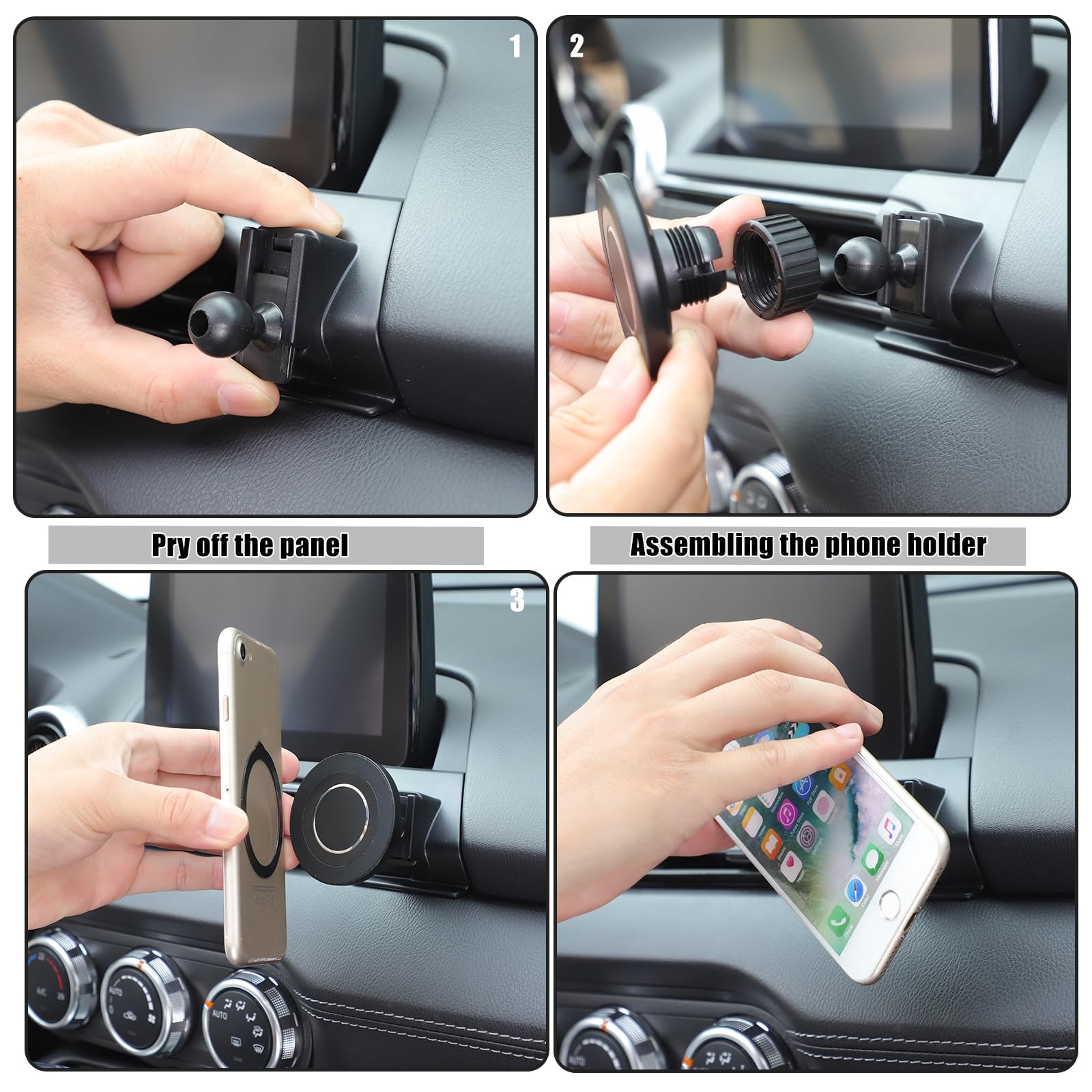 HAPPYHORSE Supporto per telefono da auto compatibile con Mazda MX-5 ND 2016-2024, supporto per telefono cellulare con controllo centrale per bocchetta dell'aria (stile E)