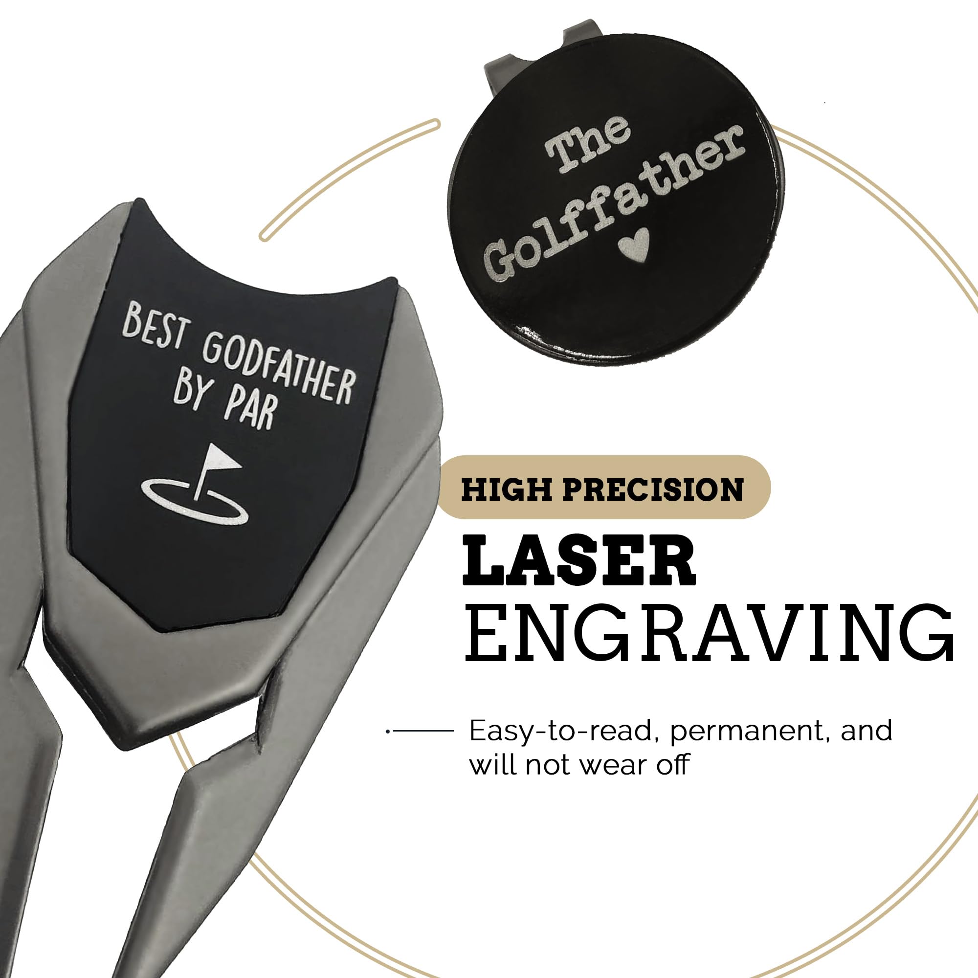 Pretty Inappropriate Mejor padrino por Par The Golffather Herramienta Divot y marcador de pelota de golf con clip para sombrero