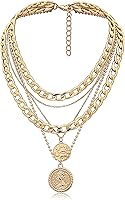 MJartoria Layered Necklaces for Women: Trendy Retro Coin Pendant, Dainty Chunky Chain Choker Set - Ideal Birthday Gift Jewelry