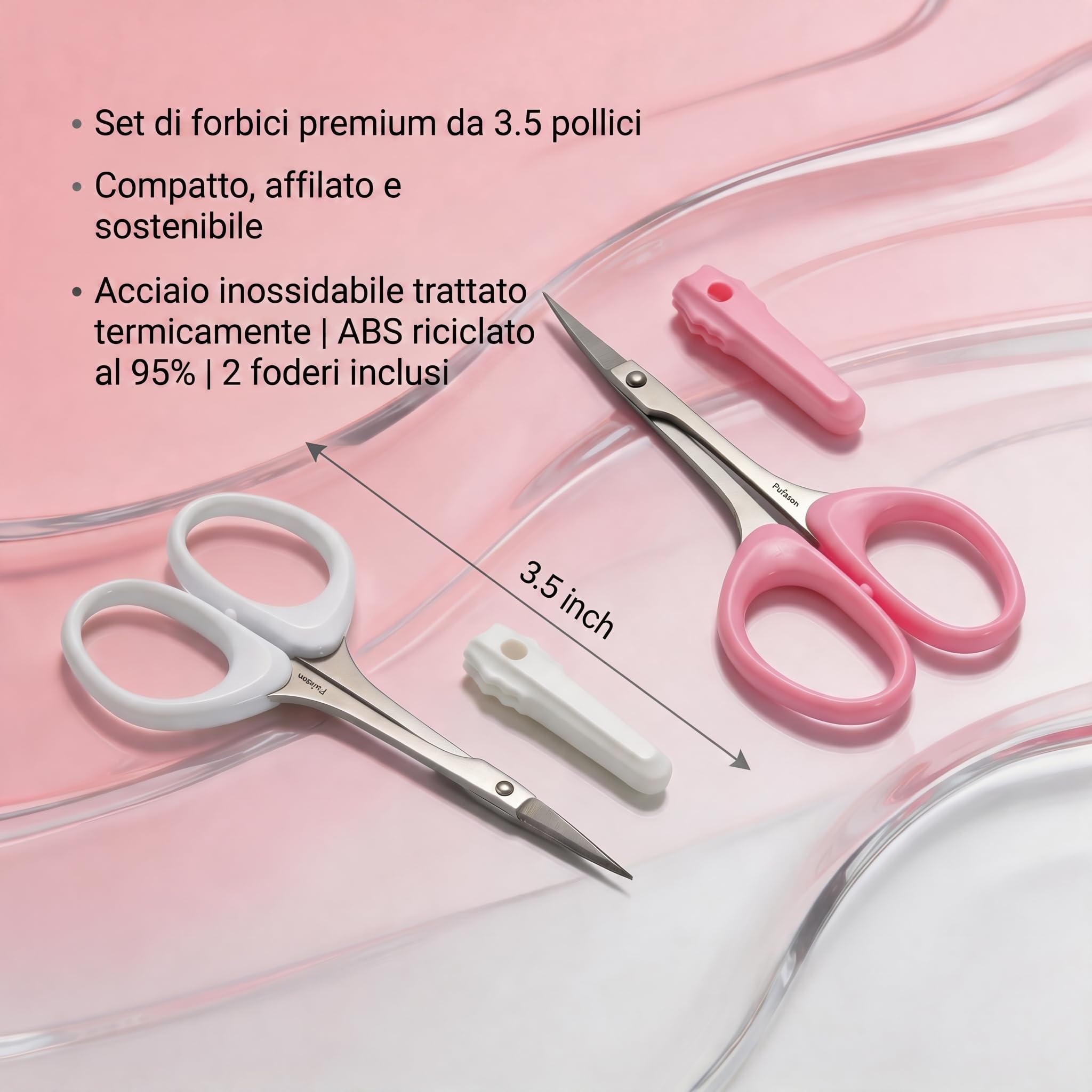 PAFASON Alta Precisione Sopracciglio Toelettatura Cesoie Set, Bellezza Trucco Cosmetico Strumento, Curvo, Dritto Punta, Acciaio Inossidabile, Sicurezza Astuccio per Taglio Ciglia Extensiones