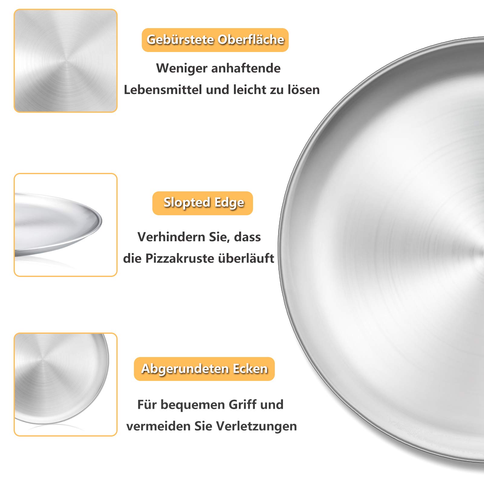 8x Edelstahl Pizzablech Set – 20 Cm Durchmesser, Spülmaschinenfest, Perfekt Zum Backen & Servieren Von Pizza, Kuchen & Mehr
