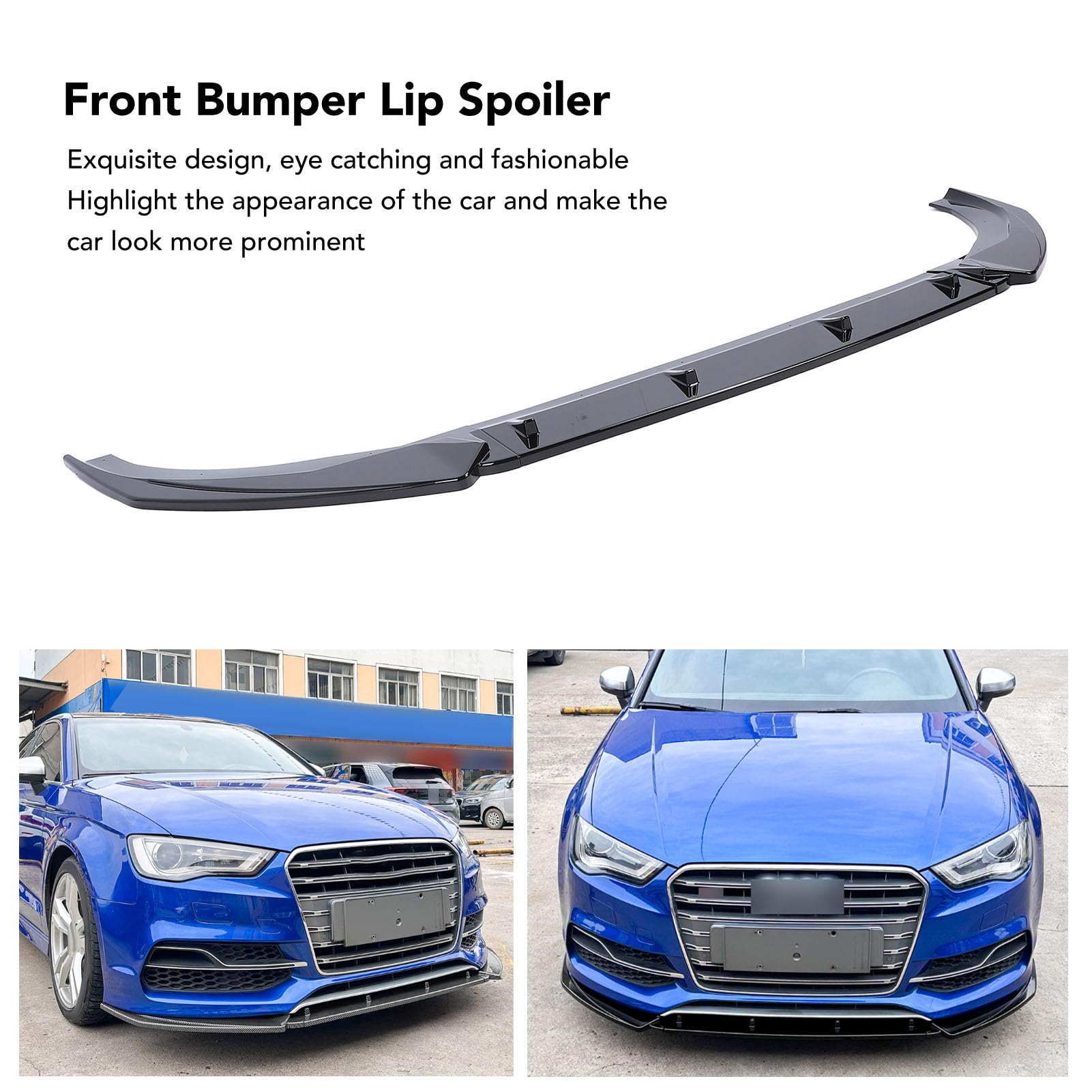 Vordere Stoßstange Lip Spoiler Racing Style Body Kit 3 Abschnitt Typ für S -Linie 8V Pre -Facelift 2013 bis 2016 aus Premium -ABS -Material enthält 3 Spoiler 16 Schrauben 12 (Glänzend schwarz)