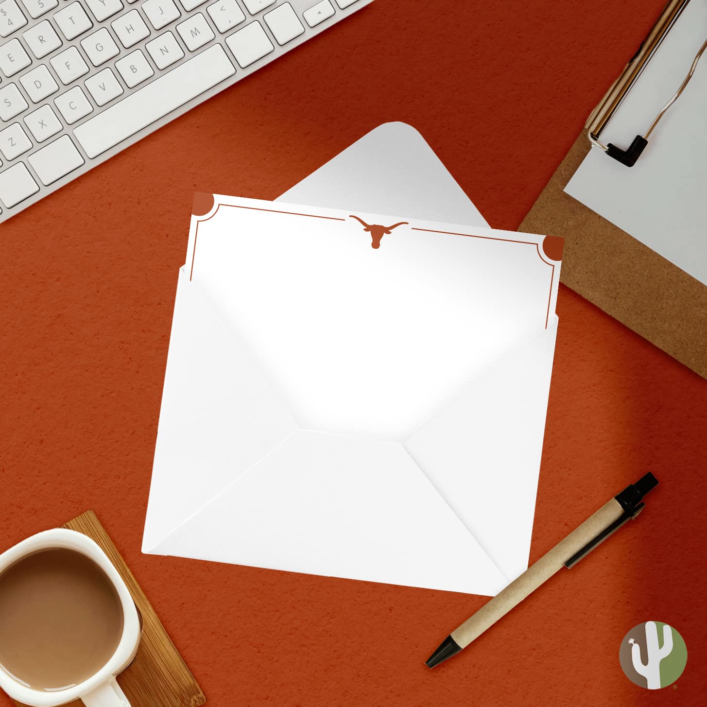 Desert Cactus University of Texas - Paquete de 10 tarjetas de papelería Longhorns UT Austin incluye sobres, Memo Party Thank You (tarjeta de notas 4a)
