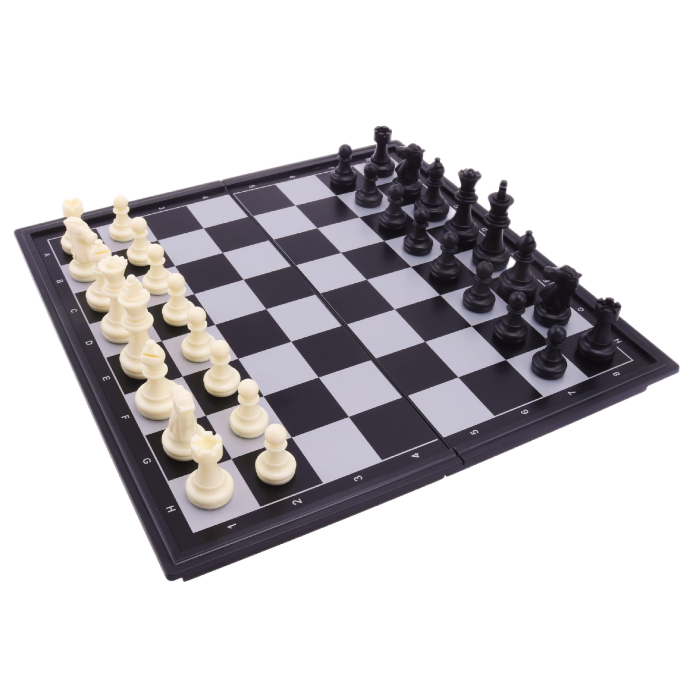 UniTrain 2 in 1 Magnetic Chess Checkers Set - Travel Chess Set Folding Board Game