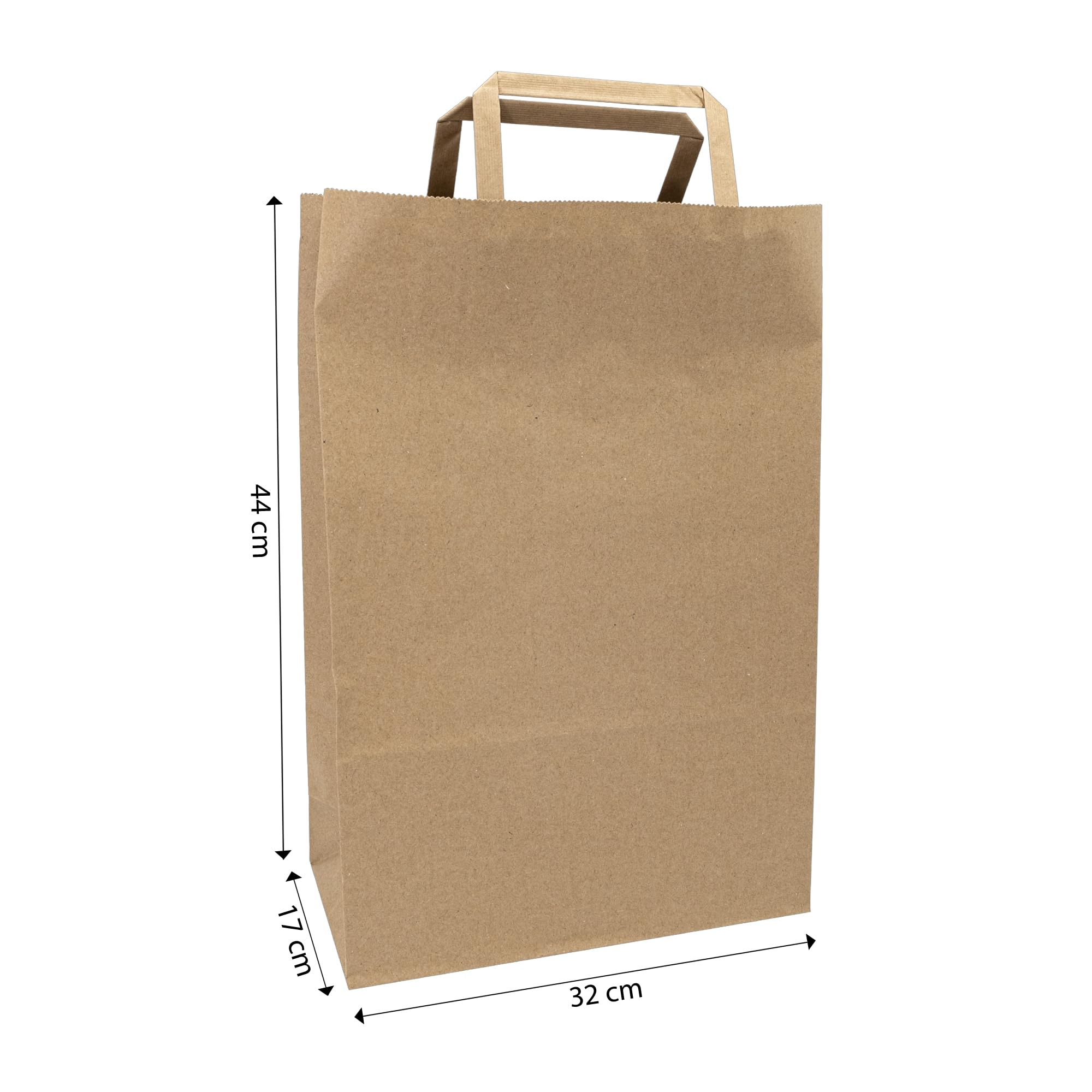 Idena 50064-200 - Sacs en papier avec anse, 200 pièces, 32 x 16 x 45 cm, Sacs cadeaux en papier kraft
