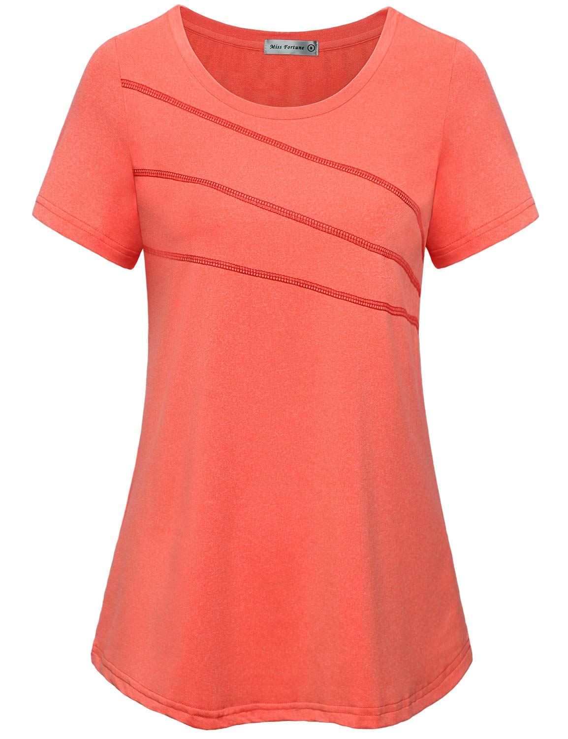 MISS FORTUNE Women's Exercise Tops for Yoga Hiking Running Gym, Moisture Wicking Ladies Workout Clothes, Women Active Shirts