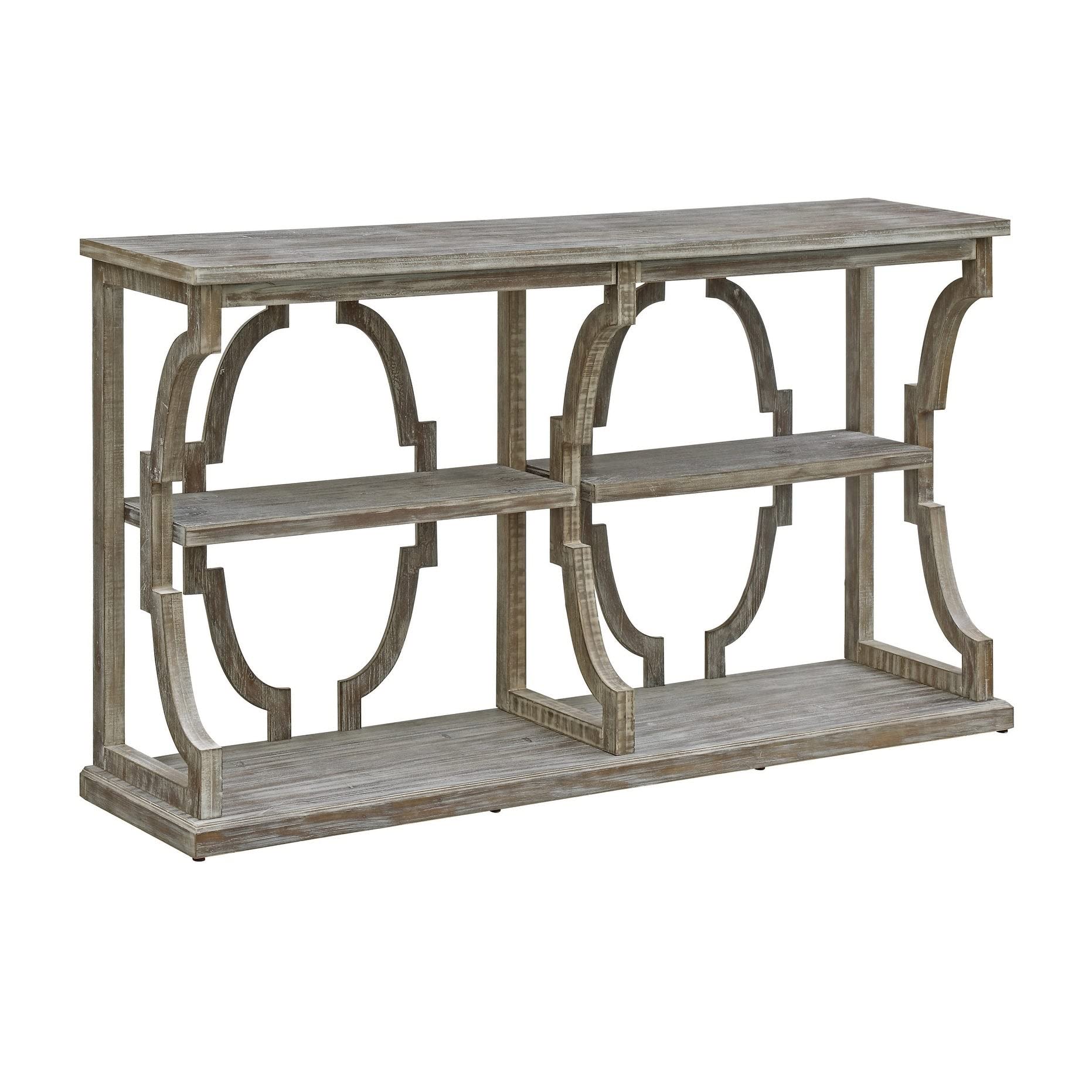 Crestview Collection CVFZR3525 Stockton Open Chestnut Wash 3 Tier Console Furniture, Gray