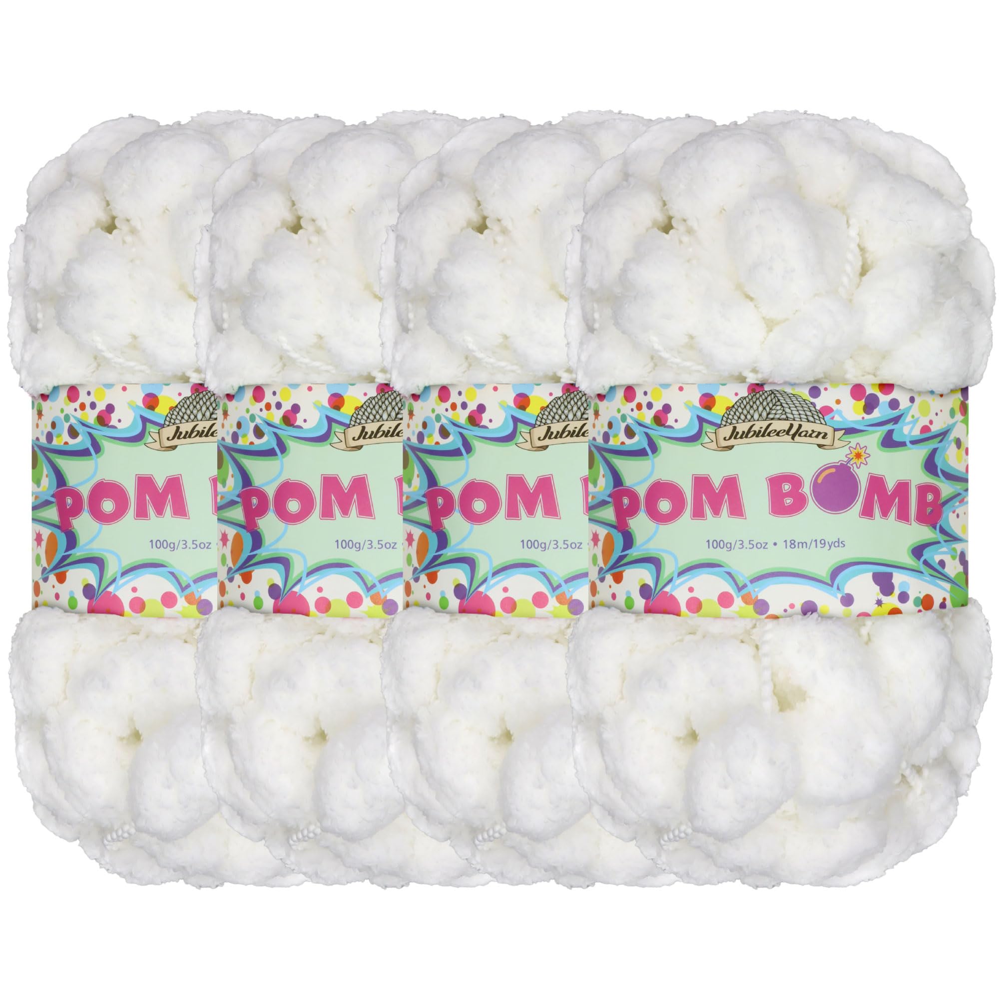 JubileeYarn - Filato per bombe a pompon, in poliestere super ingombrante, 4 matasse