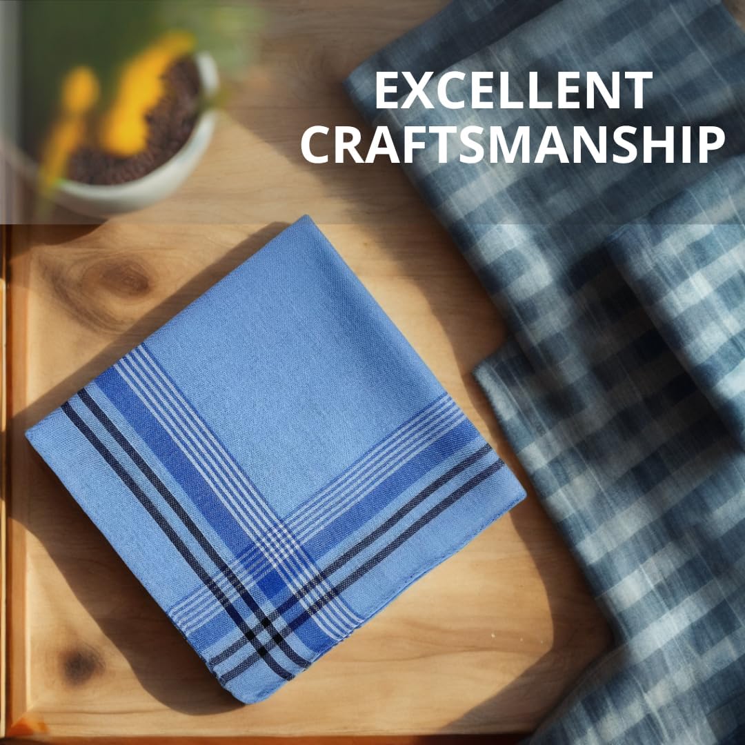 12 Pack Men's Handkerchiefs Classic Handkerchiefs for Men Pocket Square Assorted Mens Hankies Gents Hankerchieves, 6 Colors