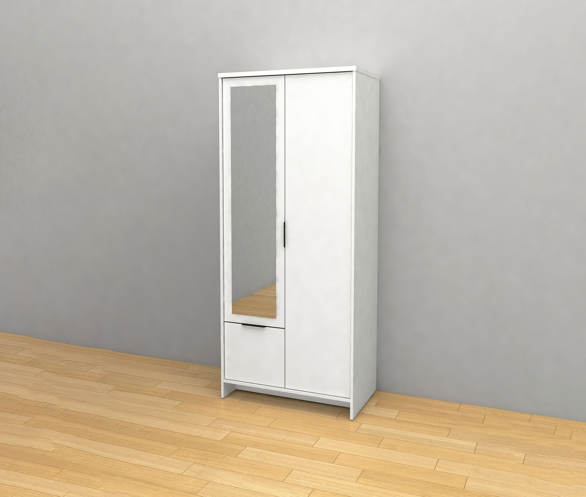 S & S Saldos y Stocks Armario de Dormitorio con Espejo DN 2 Puertas Blanco 190x80x50 cm