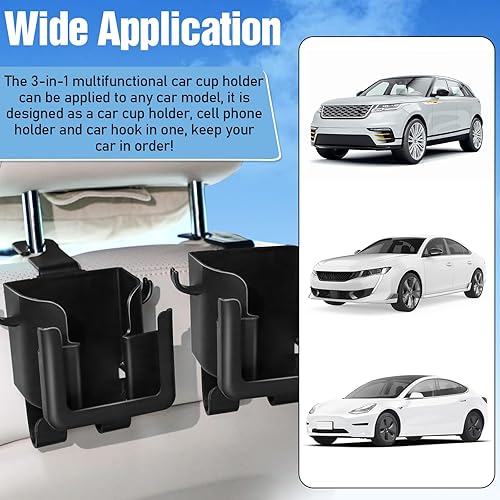 Miniatura 6 de Tallew 2 portavasos para reposacabezas para asiento trasero con gancho multifuncional de gran capacidad para automóvil con portavasos universal 4 en