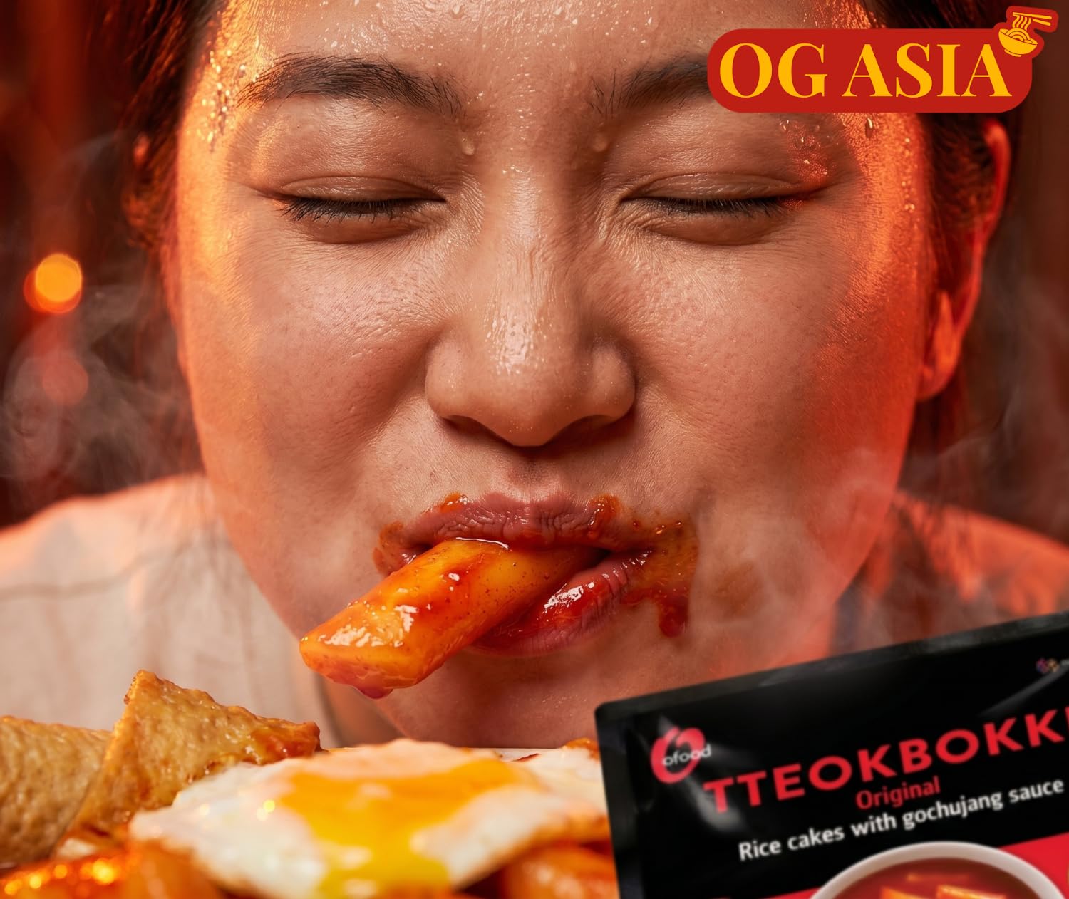 O'Food Topokki Original z sosem Gochujang - koreańskie ciasto ryżowe - ostre i autentyczne - OG ASIA - 260 g