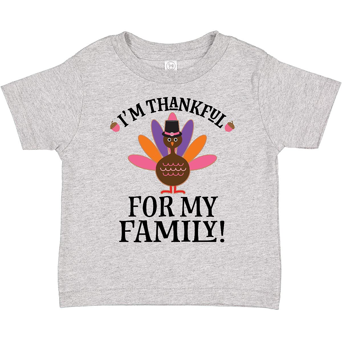 inktastic Thanksgiving Girl Turkey Thankful for Family Toddler T-Shirt 2T 0060 Heather Grey 2db13