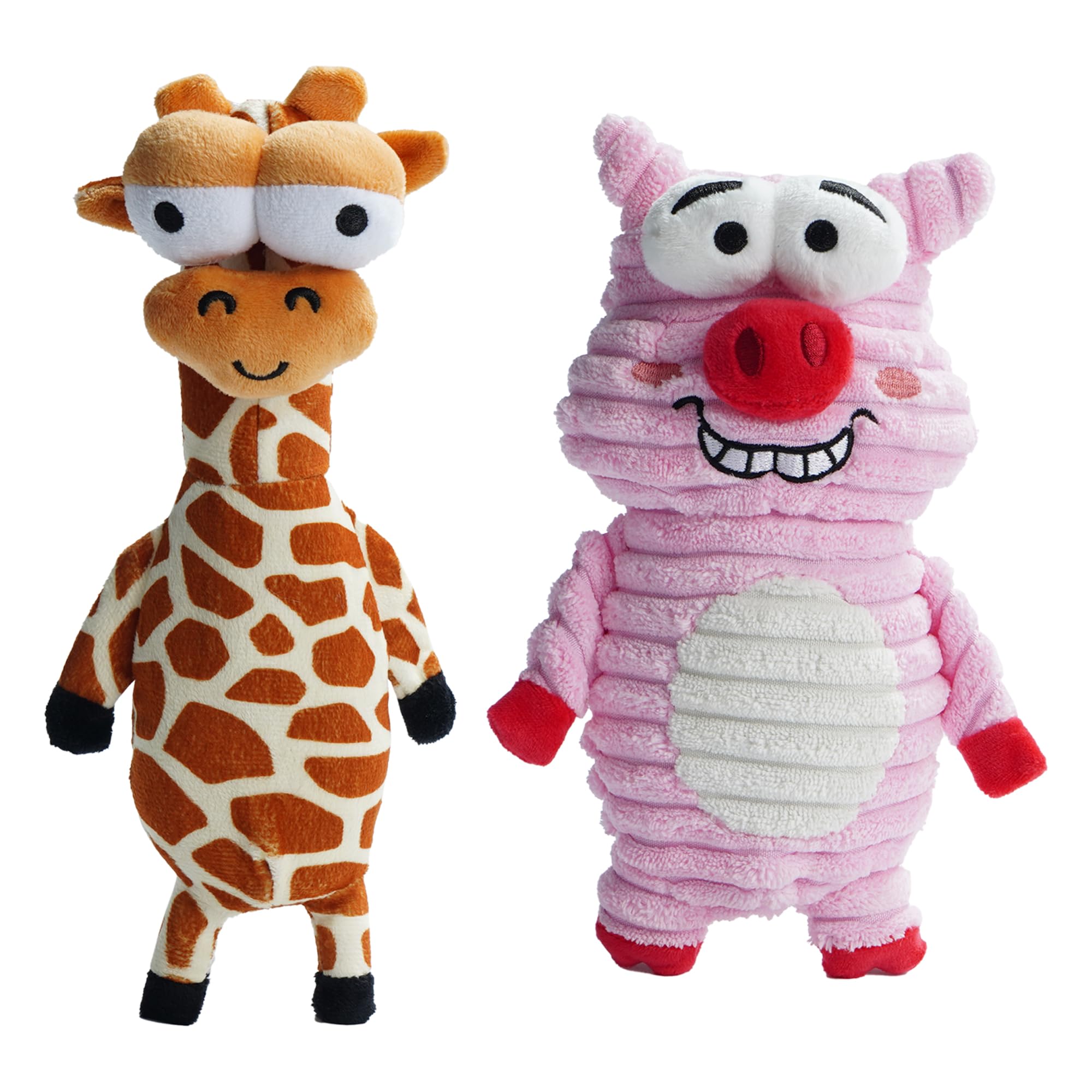 Nocciola 2 Packs Quietschendes Hundespielzeug, 2 Lustige Seltsame Quietschen für Verschiedene Tiere, Unzerstörbares Kuscheltier für Welpen, Plüsch-Spielzeug für Kleine, Große Hunde
