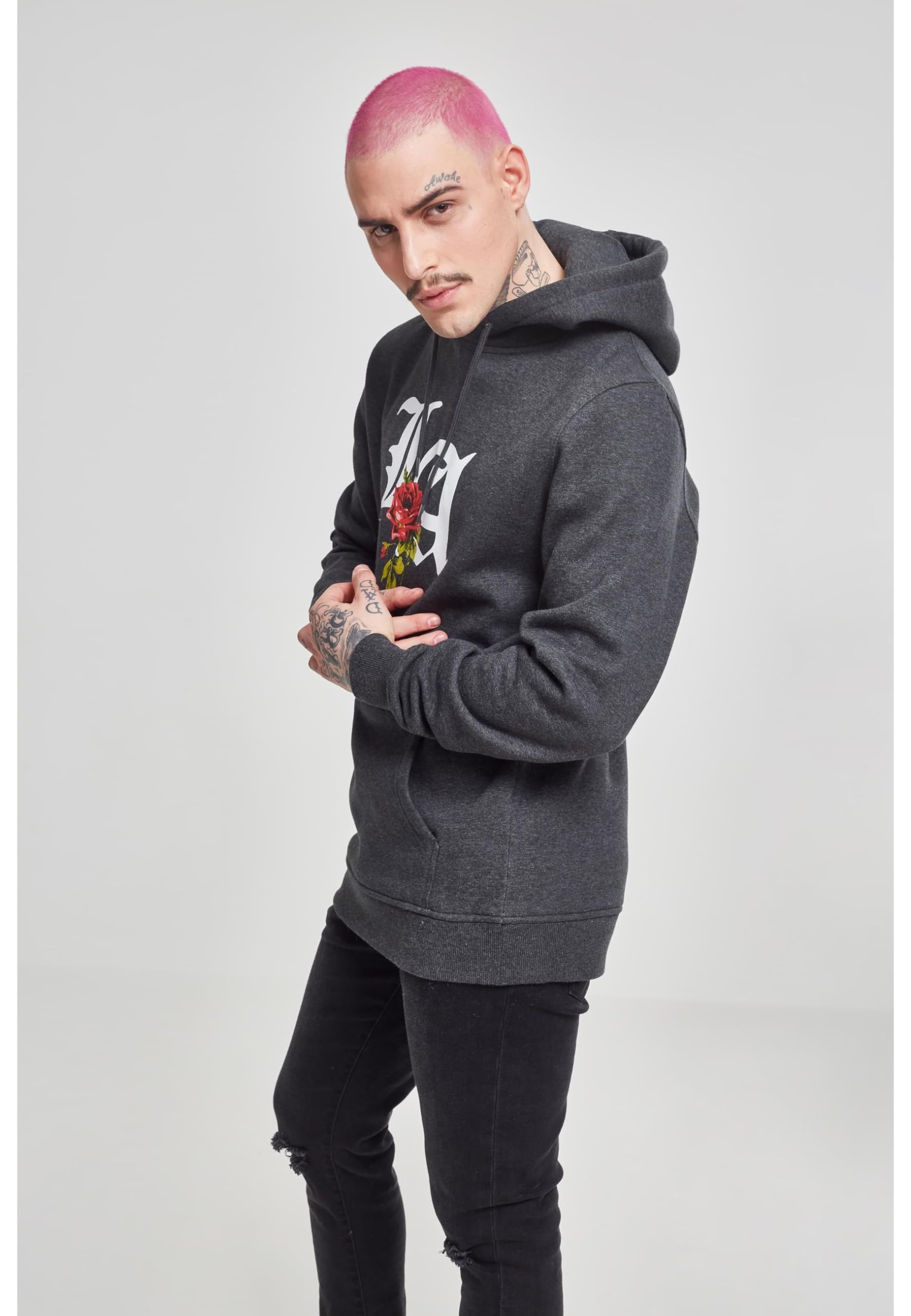 Mister Tee Herren LA Rose Hoody Hoodie, Charcoal, S - Image 4
