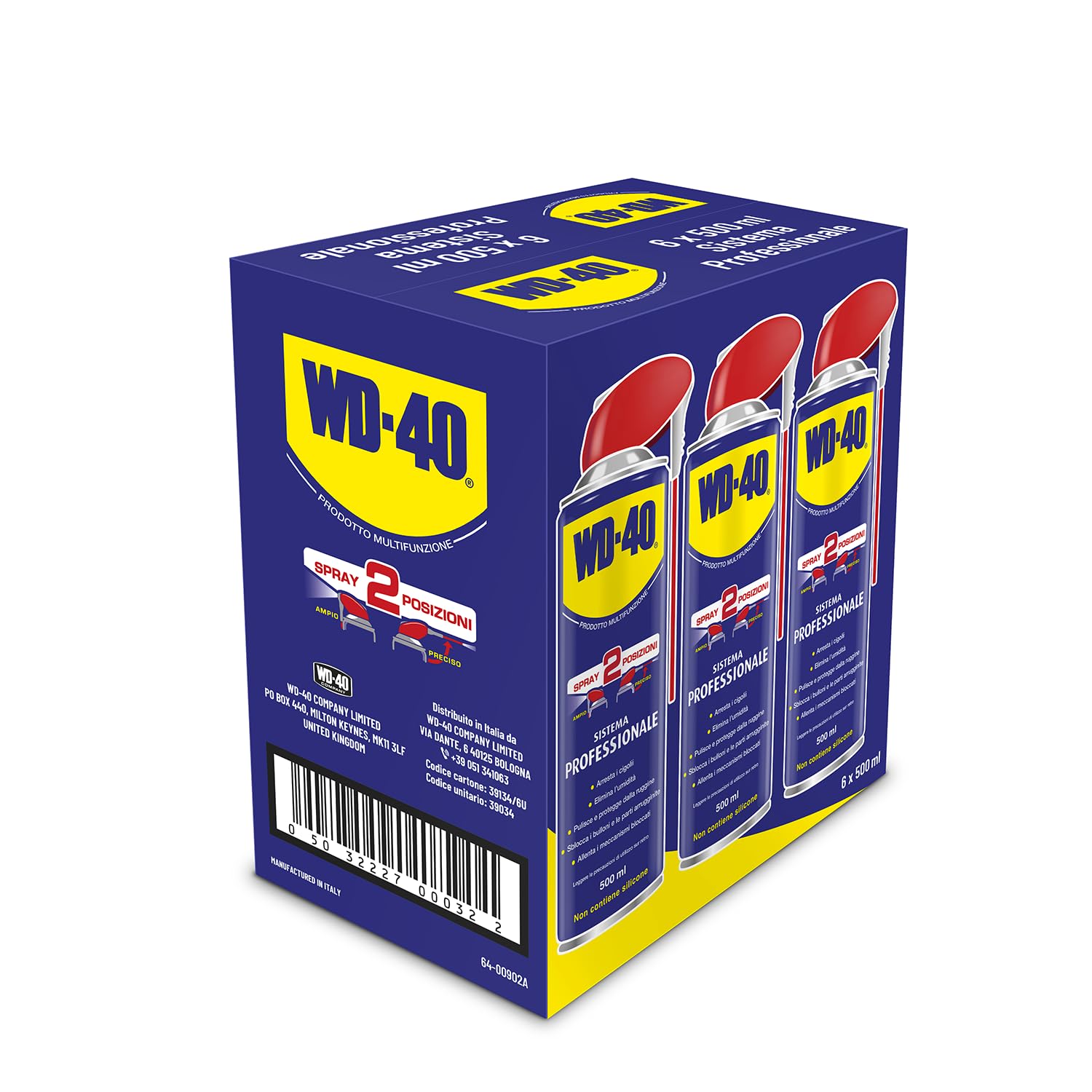 WD-40 Producto multifunción – Lubricante en spray con sistema profesional de doble posición, 500 ml, 6 unidades