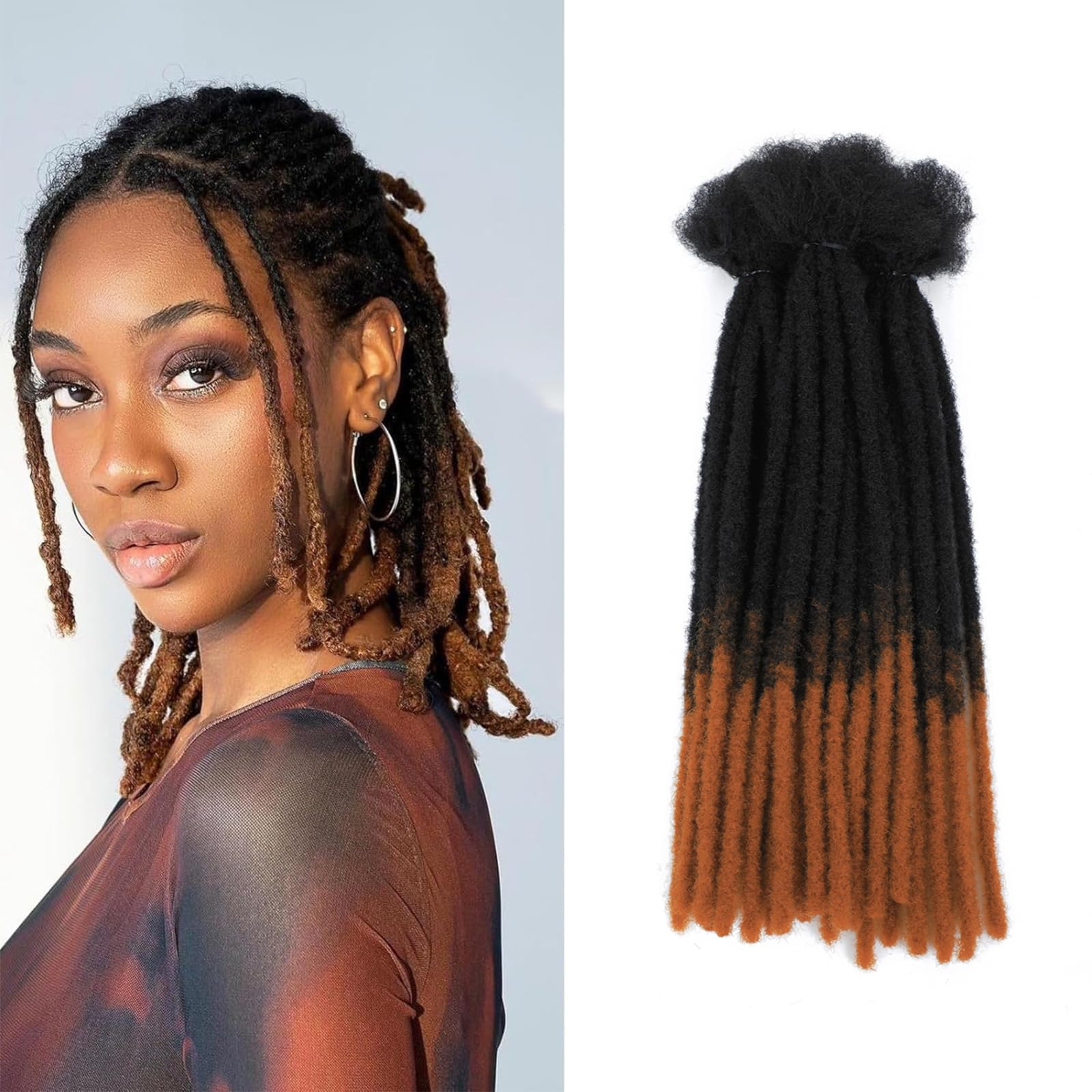 SHIHERESH Dreadlock Extensions Synthetic Hair 0.4cm Width 30 Strands Soft Dreads Extensions Dreads Loc Reggae Hippie Handmade Dreadlock Extensions for Women/Men(1B/30,12inch)