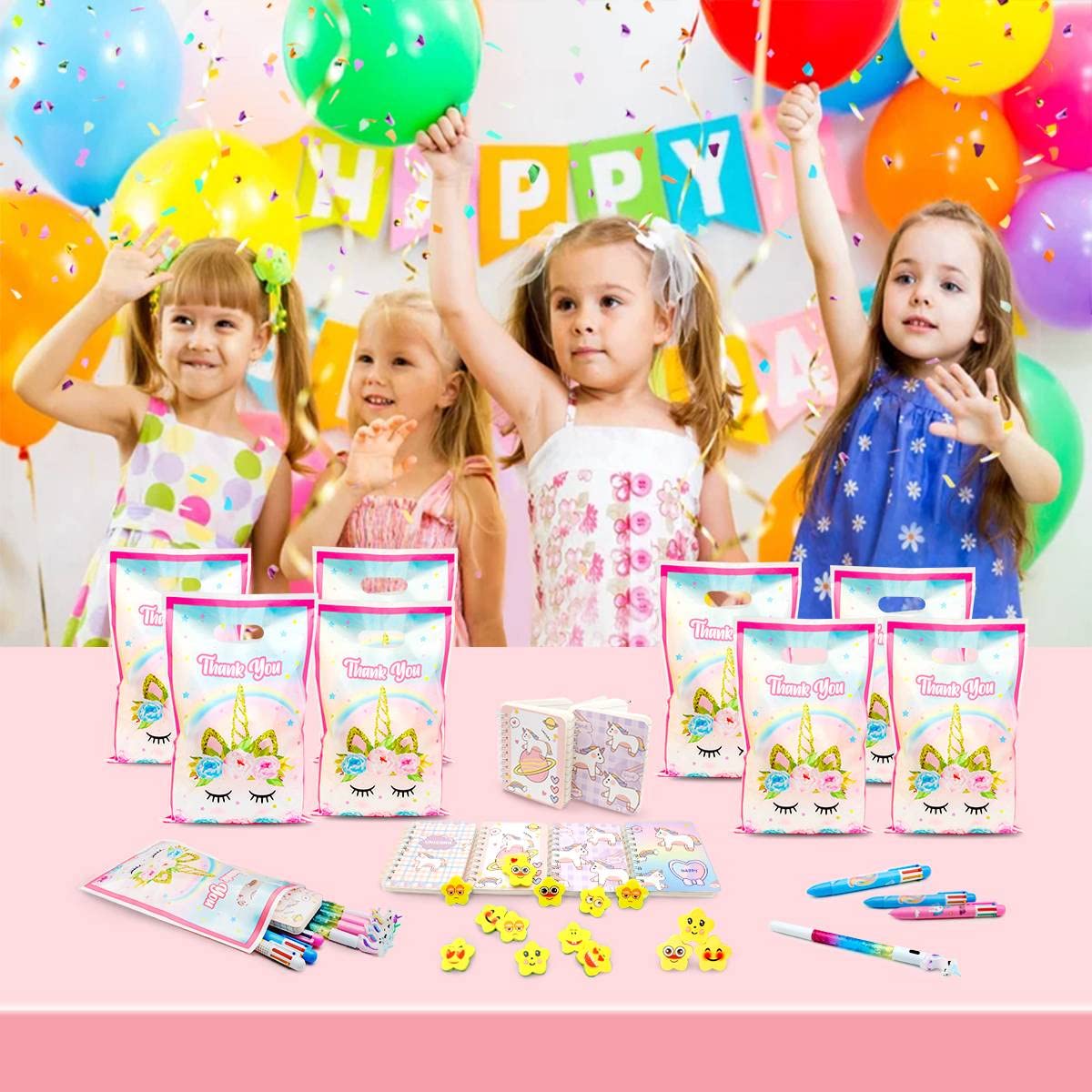 Lot De 30 Sacs Cadeaux Anniversaire Licorne – Sacs Plastique Fille Fête Enfants 17x25 Cm