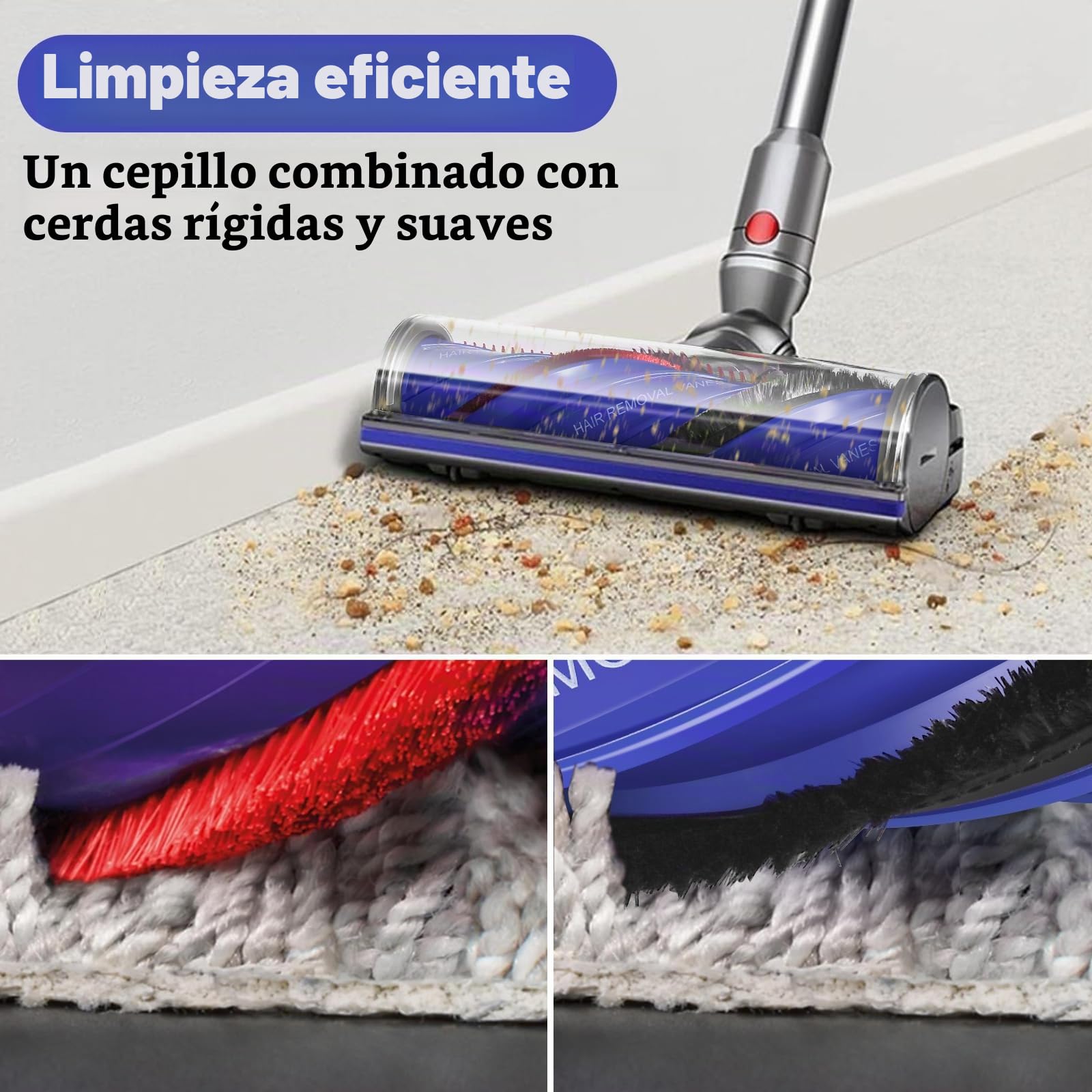 Cepillo Recambio para Dyson V12 Detect Slim / V9 Motorbar | Cabezal de repuestos para antigroviglio, Adecuado para pavimentos de madera dura, Adecuado para moqueta