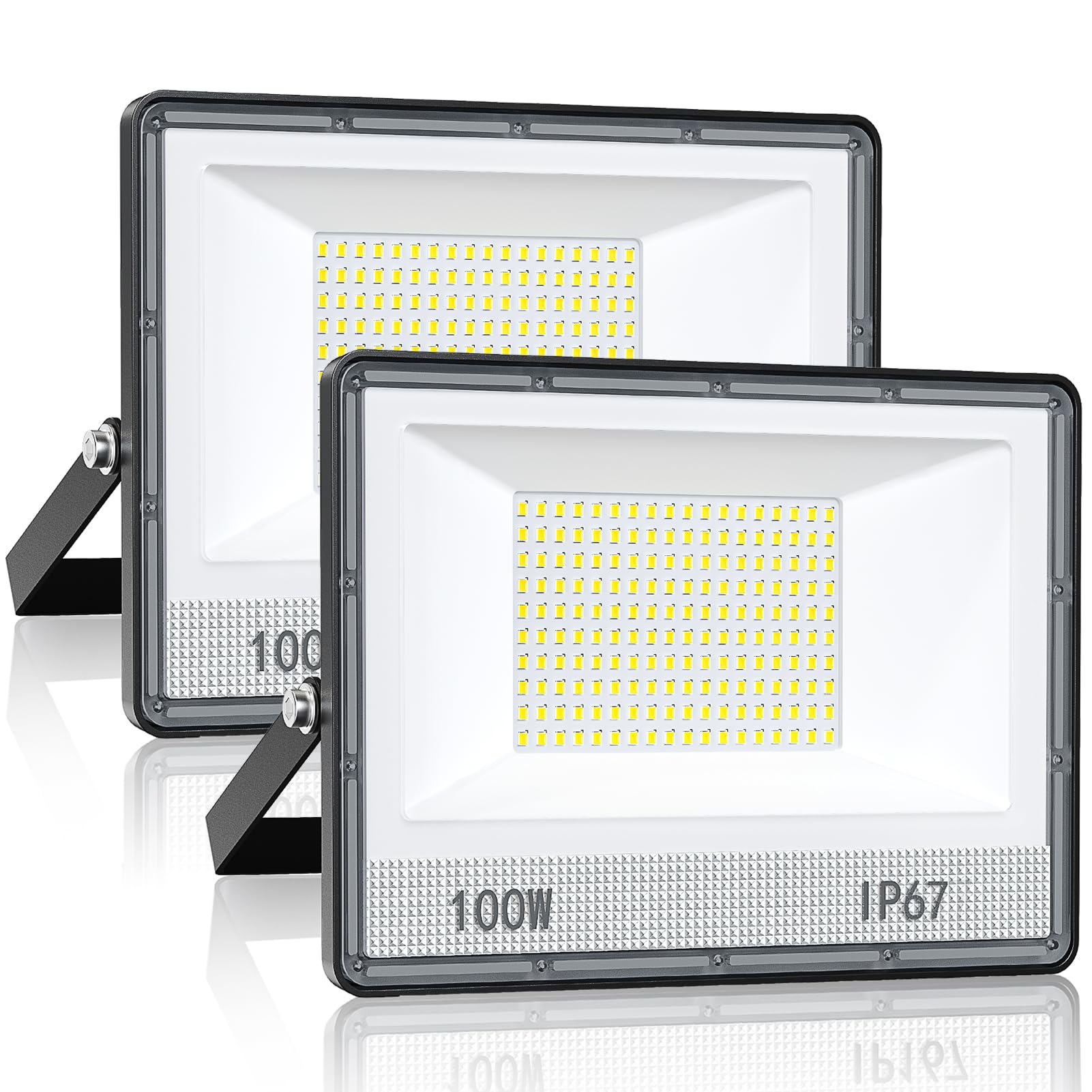 Focos LED Exterior 2PCS 100W 10000 Lúmenes Potente Proyector Exterior