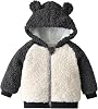 Toddler Boys Girls Winter Block Color Lamb Wool Jacket Warm Cute Ear Hooded Coat 0-3 Years
