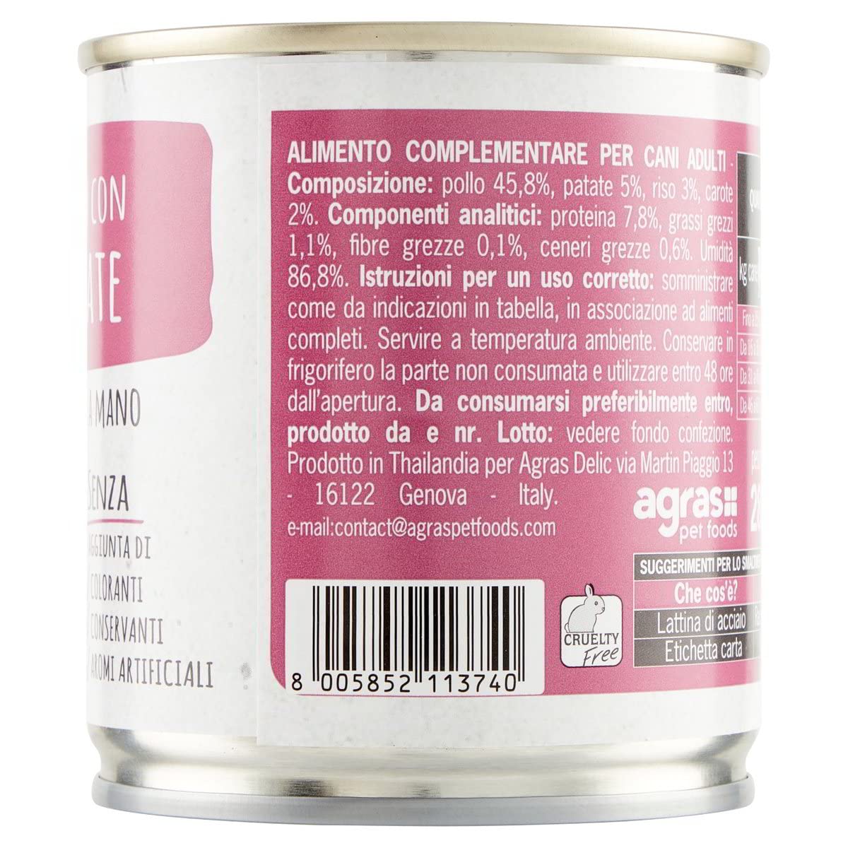 ADoC Dog Cibo Umido per Cani MIX 3 - Pollo con Riso e Carote - Tonnetto con Patate e Carote - Pollo con Patate - 16 Lattine da 285gr