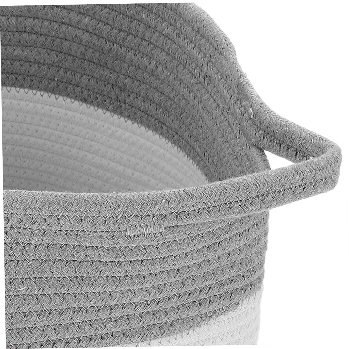 Cesta de Almacenamiento Tejida de Cuerda de Algodón, 2 Unidades | Redonda Asas, Color Beige, para Guardería y Escritorio, Diseño Suave y Versátil