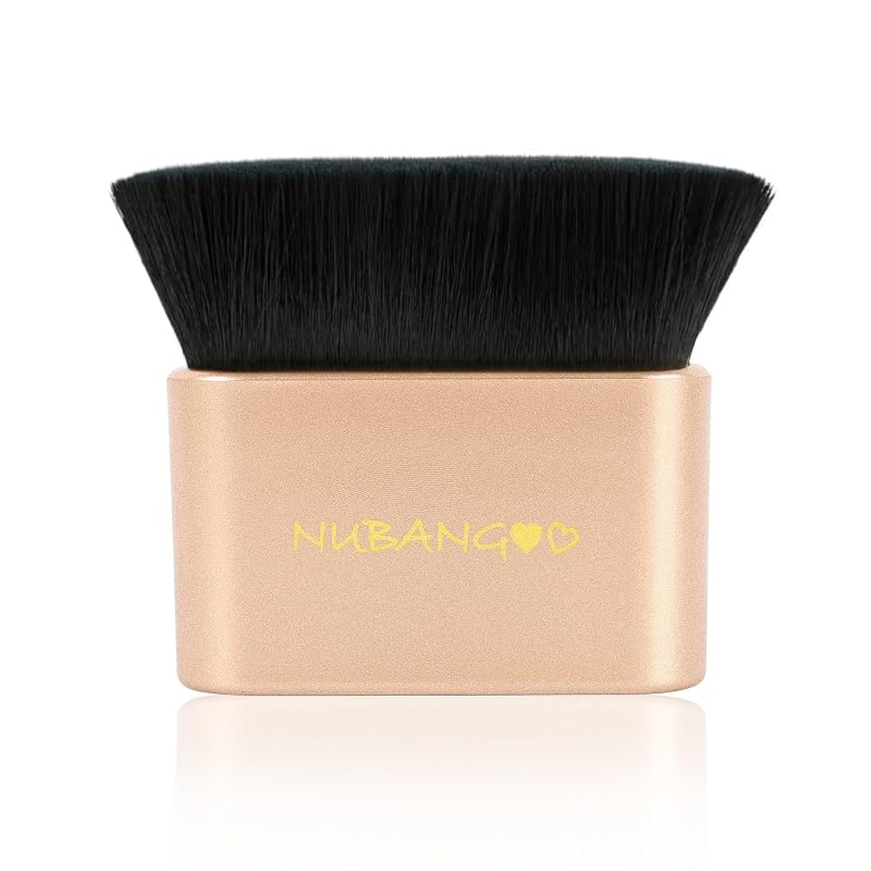 Pincel Kabuki para Maquiagem nubangoo com Cabo Gold Black, 1 unidade