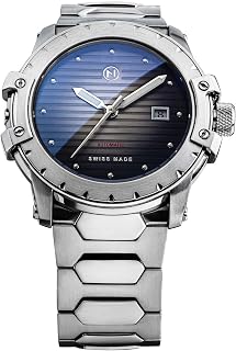 Modena Swiss Made Automatic Slim 44mm Watches for Men & Women, 12.5mm Thin, 200m Water Resistant, Two Tone Sunray Dial, Date Calendar, Stainless Steel Band
