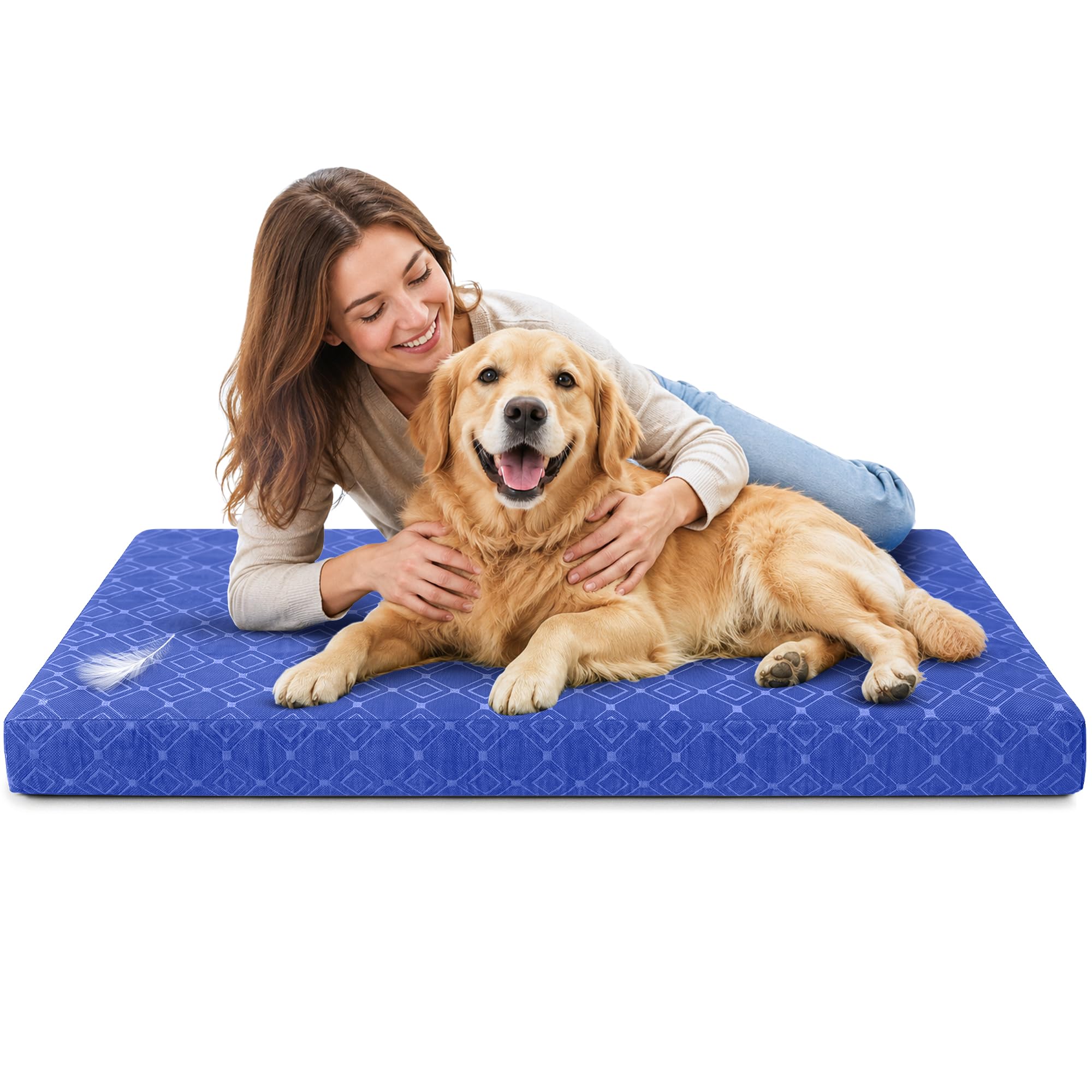 SAPPHIRE Dog Crate Mat, High Density Foam Dog Bed with Removable Zip Cover, Water Resistant Polyester Dog Cage Cushion, Kennel Mat for Small, Medium, Large & XL Dogs (Blue, XL)
