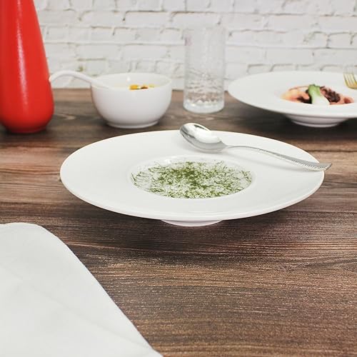 Miniatura 8 de Tazones de sopa, plato de sopa, cuencos para pasta de 8.5 onzas, juego de 4, platos blancos poco profundos, cuencos de porcelana con borde, el mejor