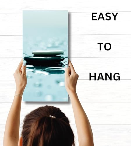 Miniatura 5 de Arte de pared Zen con piedras de 24 x 36 pulgadas, lienzo para decoración de pared zen, arte de pared calmante de 3 paneles, arte de pared relajante