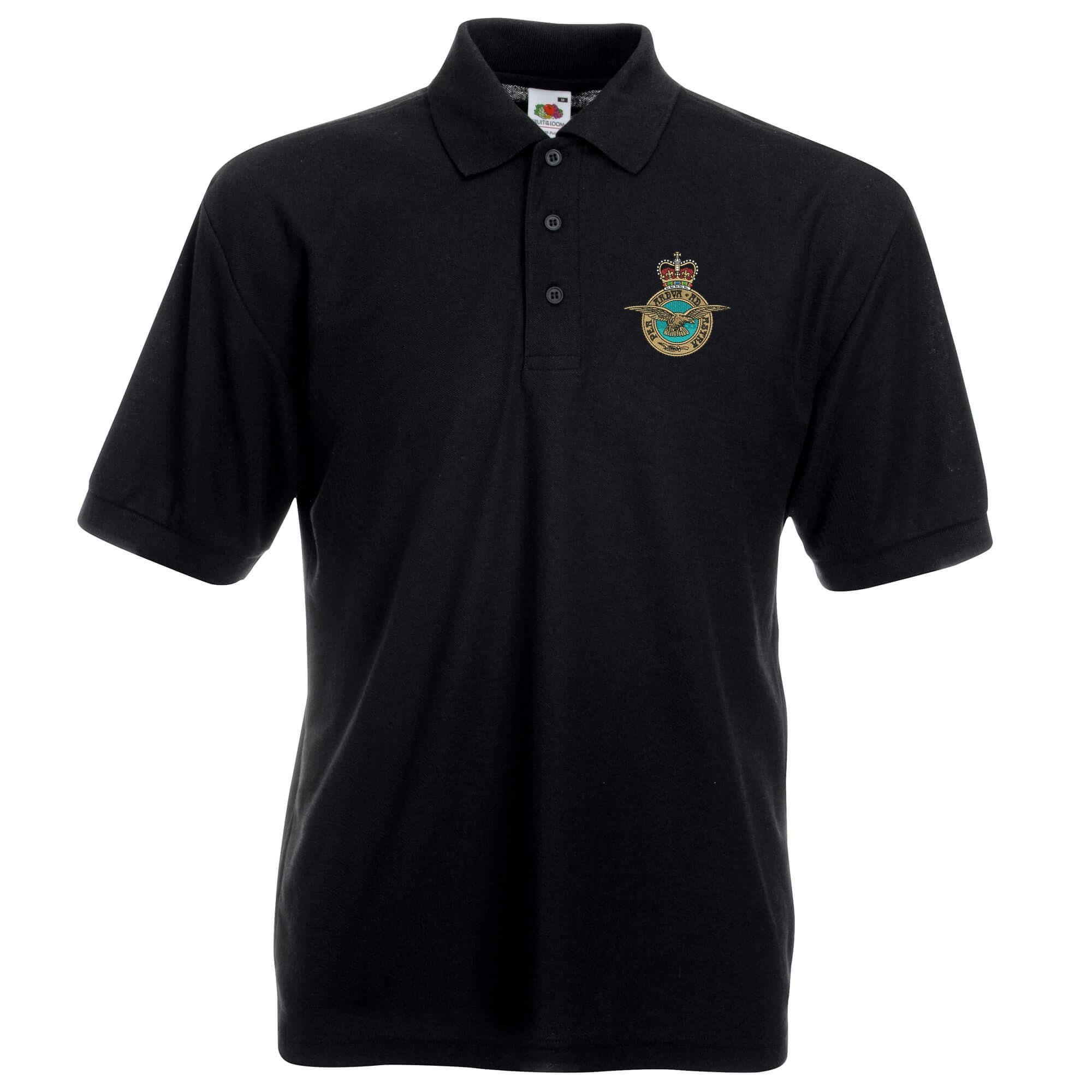 Pineapple Joe's Men's Black Raf Eagle Embroidered Polo - Large