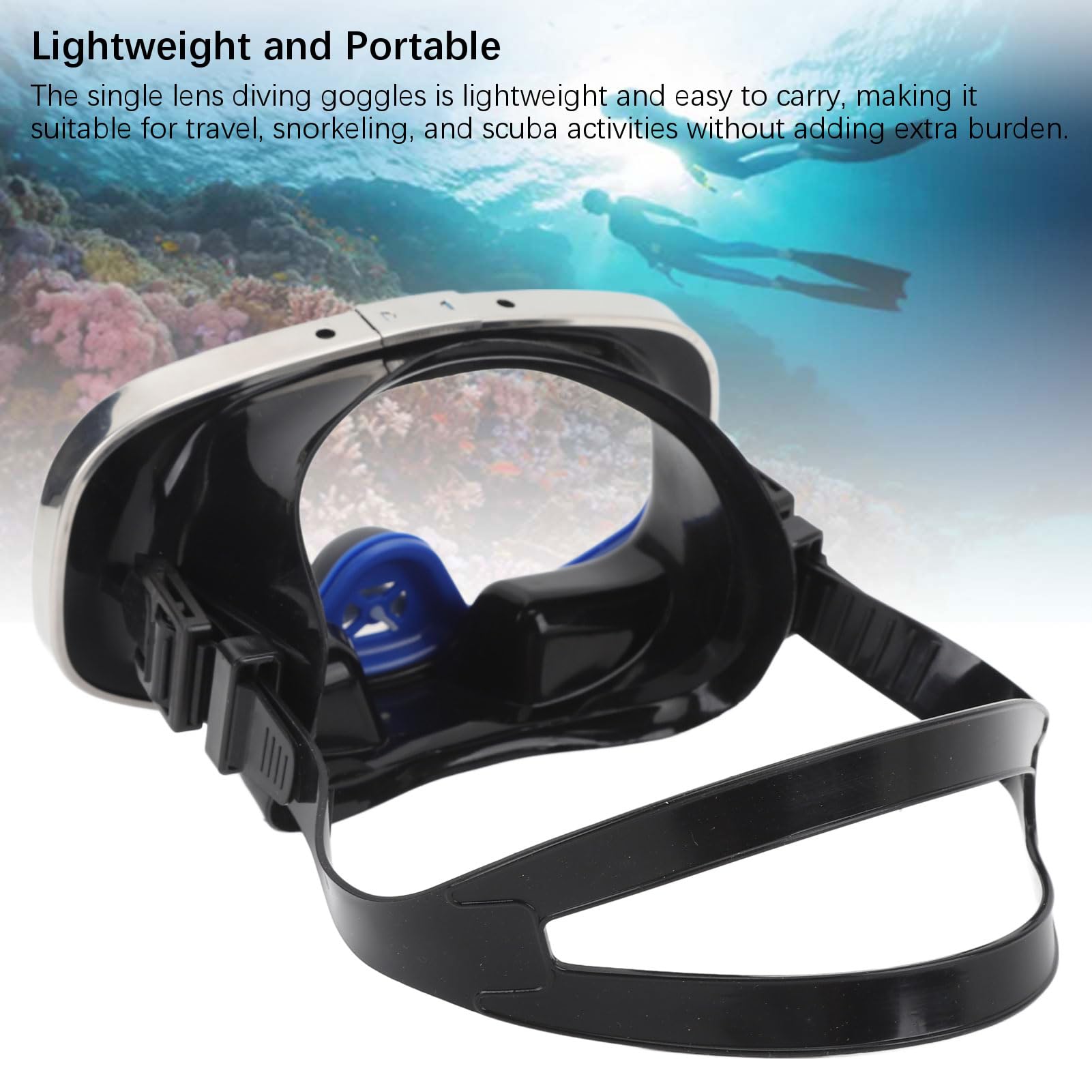 Máscara de Buceo Ovalada, Gafas de Buceo, Visibilidad Clara, Ovaladas, HD, Antivaho, Gafas de Buceo, Diseño de Válvula de Nariz, Vidrio Templado, Lente única, Gafas de Snorkel