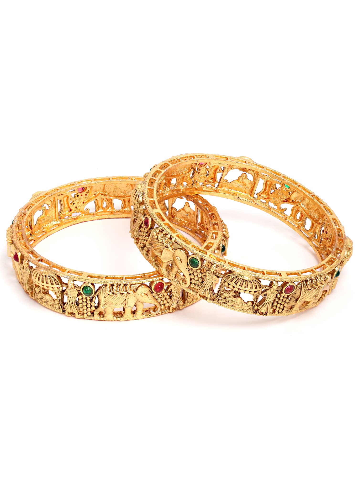 Karatcart Set of 2 Antique Gold Plated Elephant Design Rajwadi Temple Bangle for Women (B0BDVRJF3R) Amazon Price History, Amazon Price Tracker
